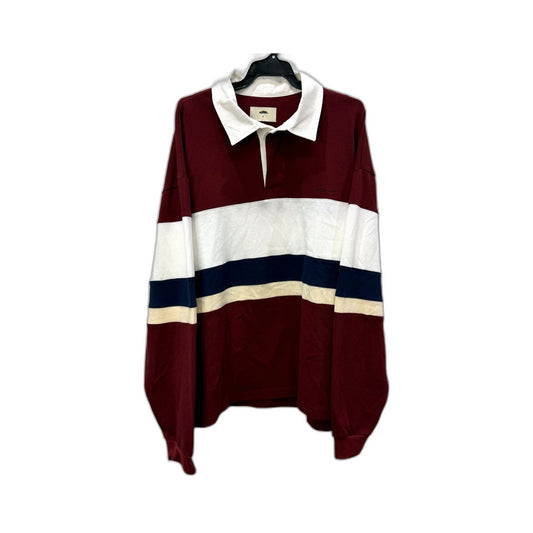 Arvust Mens Collared Long Sleeve Shirt in Burgundy Multi Color Size XL NEW