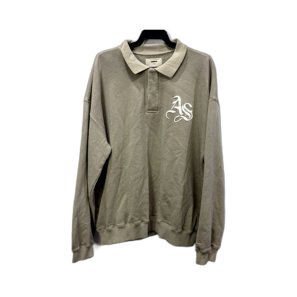 Arvust Mens Institute Quarter Button Jumper Beige Comfortable Casual Size M NEW