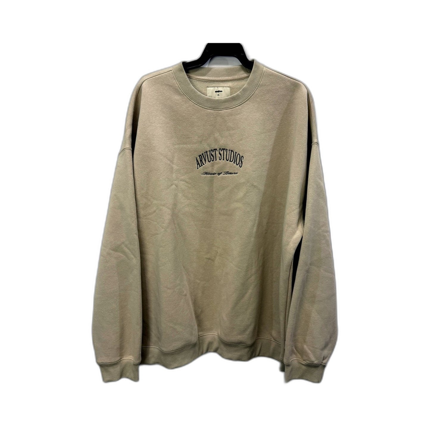 Arvust Mens Studio Crew Neck Jumper Beige Cotton Blend Pullover Size 2XL NEW