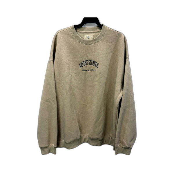 Arvust Mens Studio Crew Neck Jumper Beige Cotton Blend Pullover Size 2XL NEW