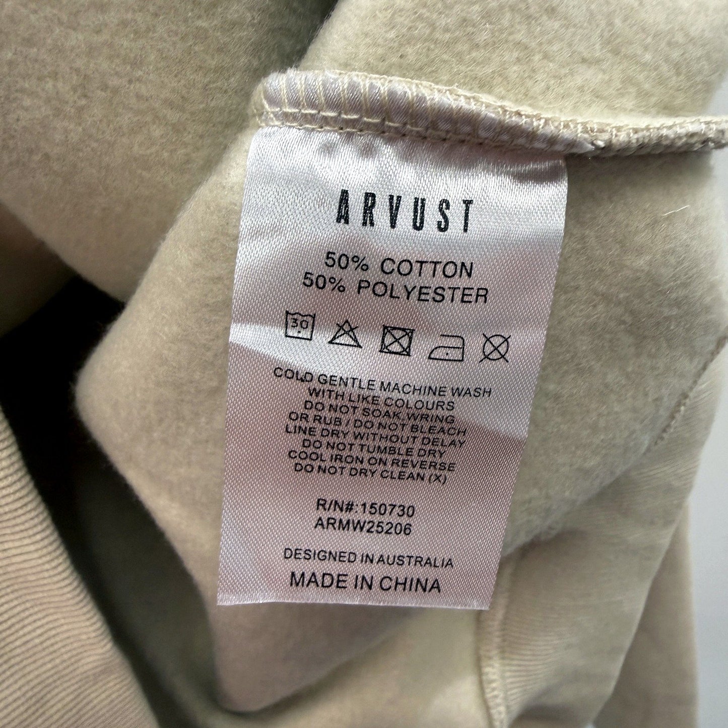 Arvust Mens Studio Crew Neck Jumper Beige Cotton Blend Pullover Size 2XL NEW