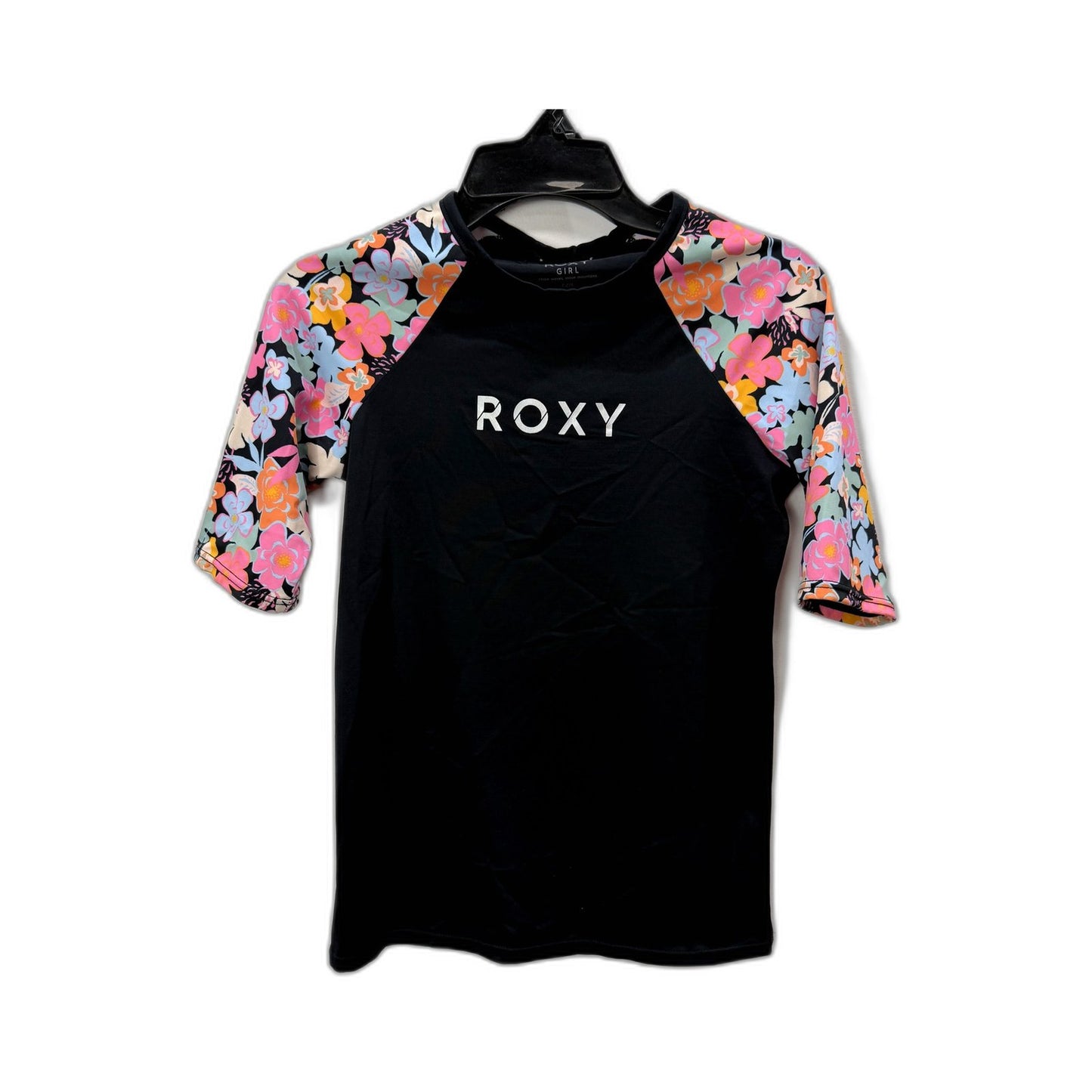 Roxy Girls Floral Print Rash Guard Swimwear Lightweight Breathable Size 12/L