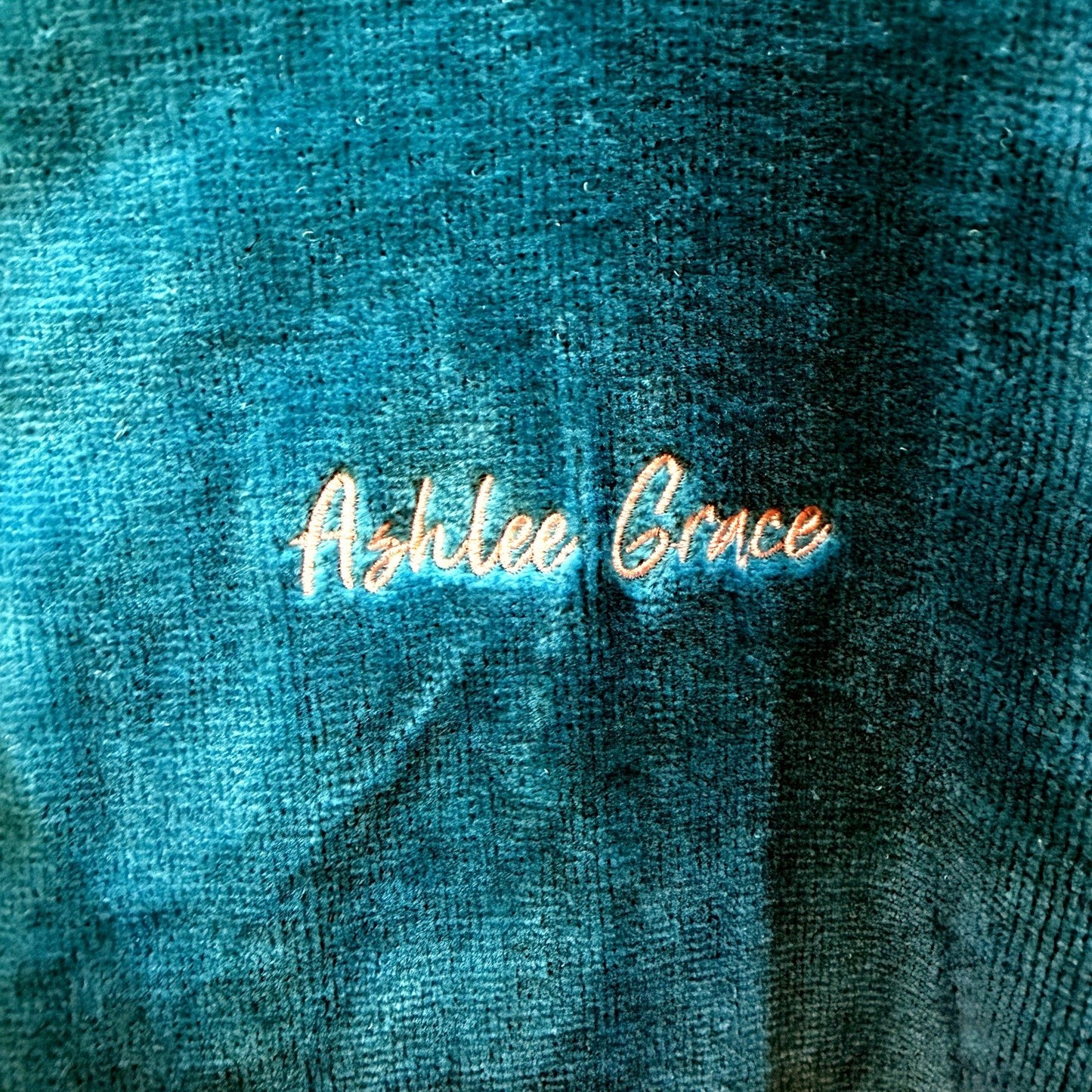 Ashlee Grace Unisex Luxe Hooded Zip-Up Towelling Swim Robe Aqua Size 4
