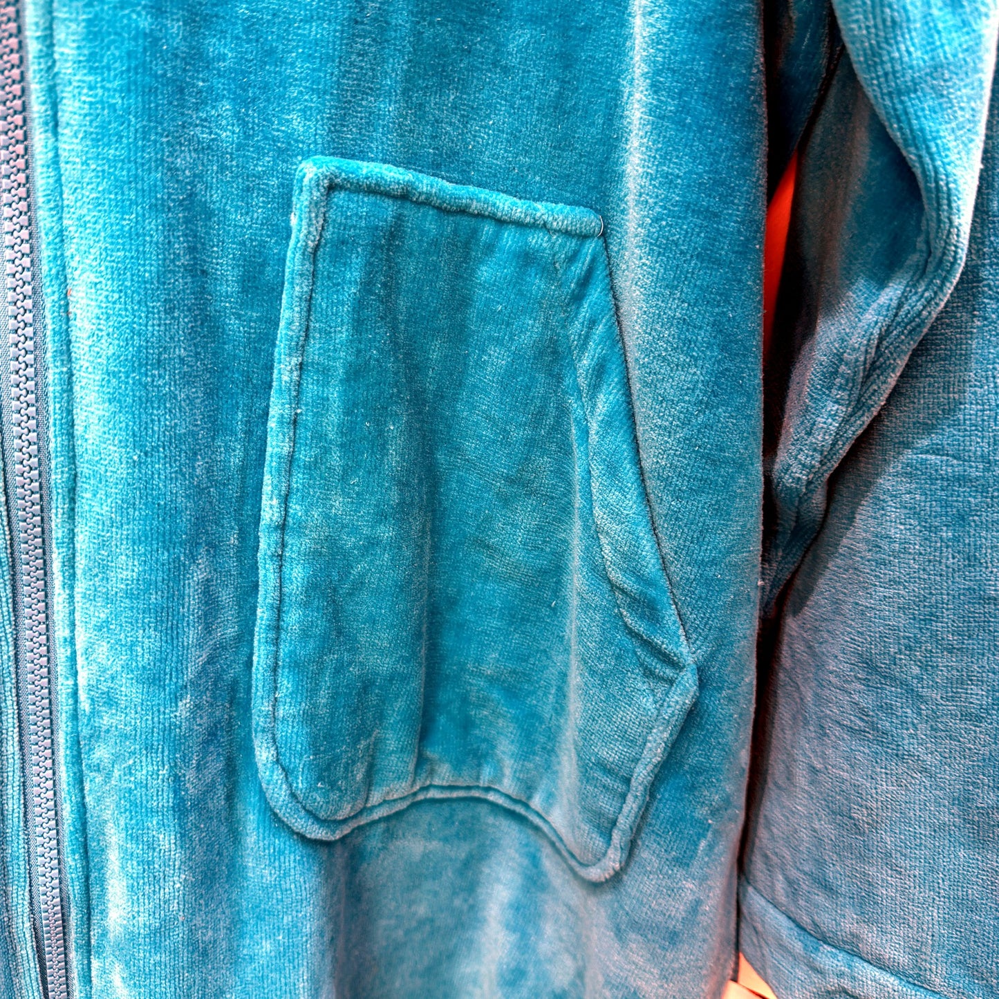 Ashlee Grace Unisex Luxe Hooded Zip-Up Towelling Swim Robe Aqua Size 4