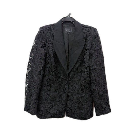 Deciuba Womens Lace Floral Blazer Jacket in Black for Size 14