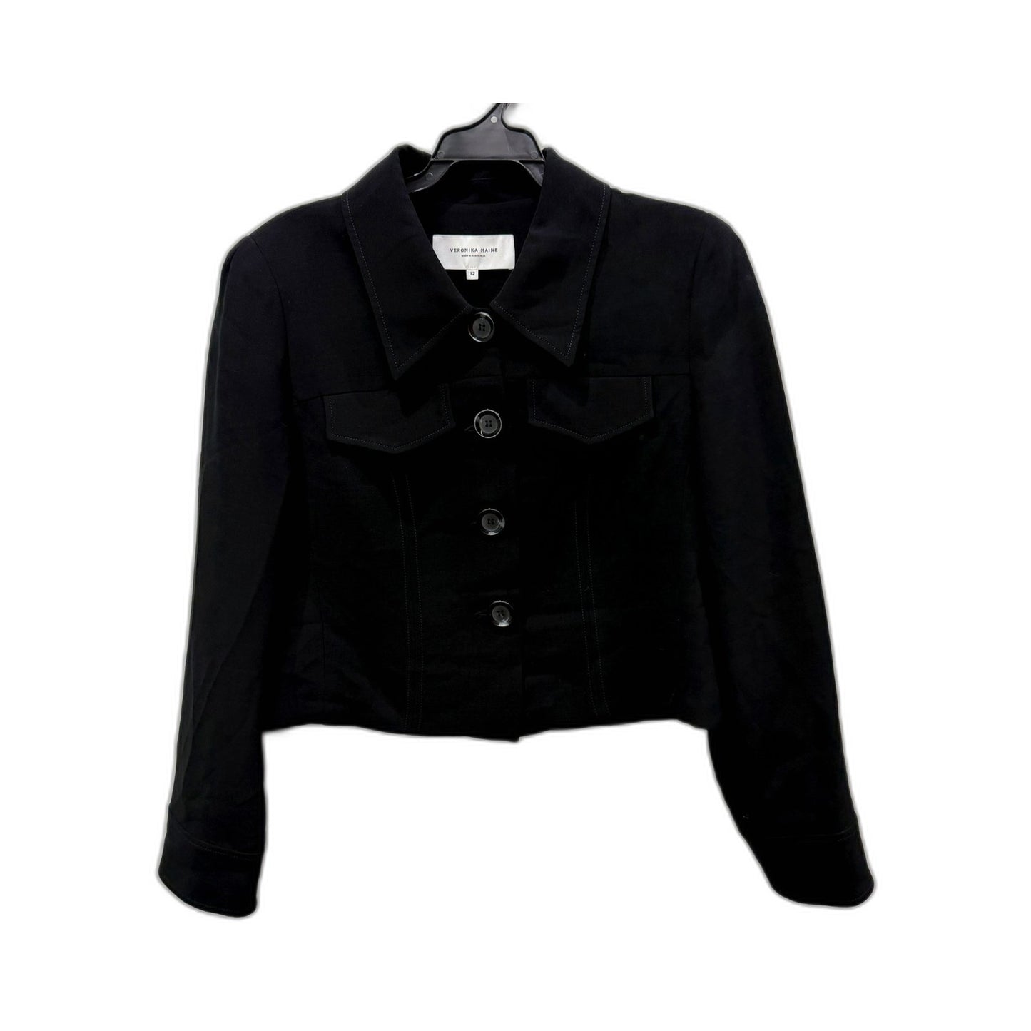 Veronika Maine Womens Cropped Black Jacket for Petite Size 12 NEW