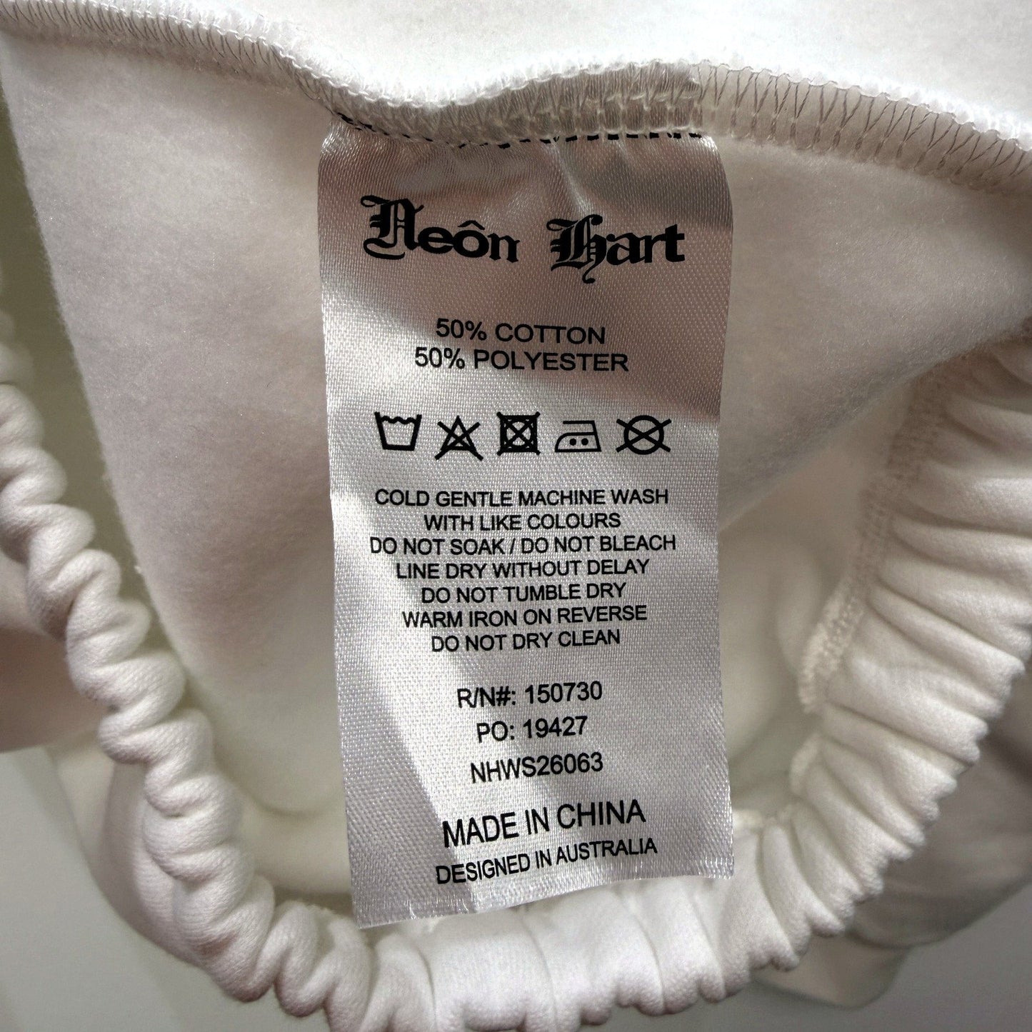 Neon Hart Womens Pullover Studio Hoodie with Graphic Print, White Size M NEW
