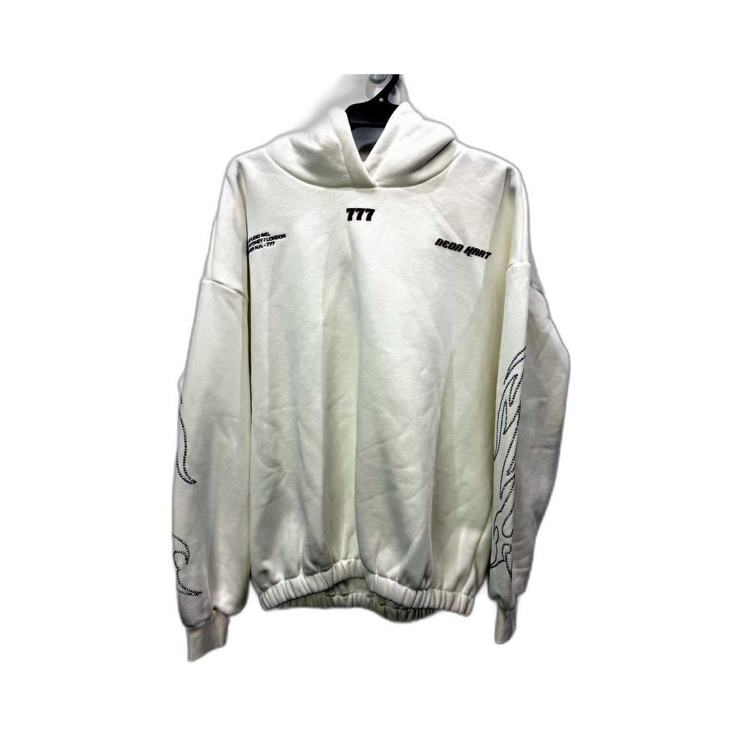 Neon Hart Womens Pullover Sweatshirt with Graphic Print in White, Size L NEW