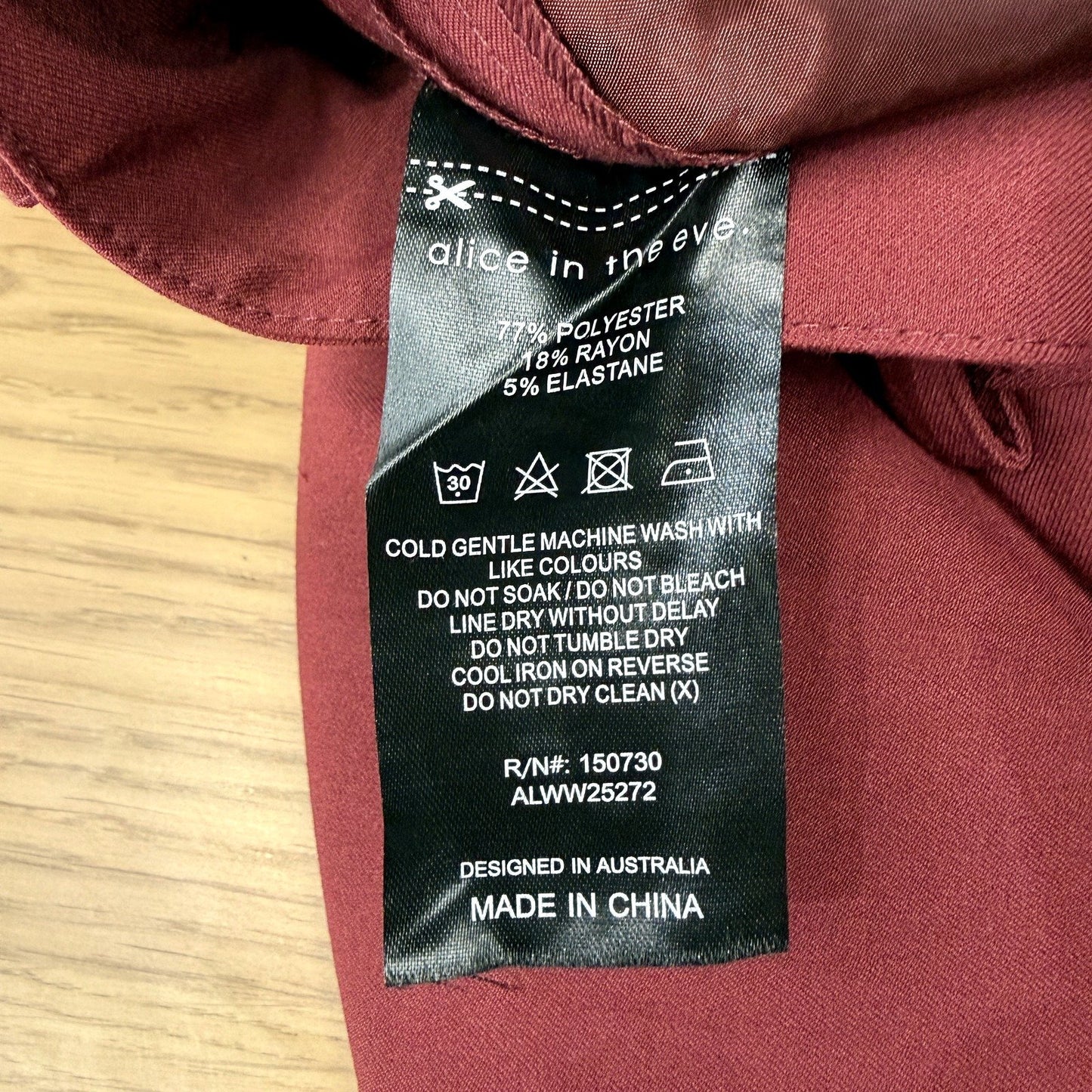 Alice in the eve Womens Leon Stripe Detail Burgundy Suit Pants Size L NEW