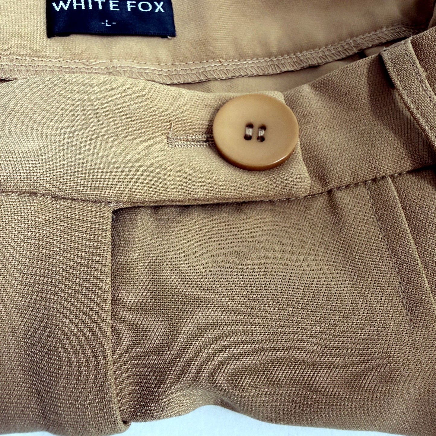 White Fox Womens Casual Slit Ankle Pants Tan Size L NEW