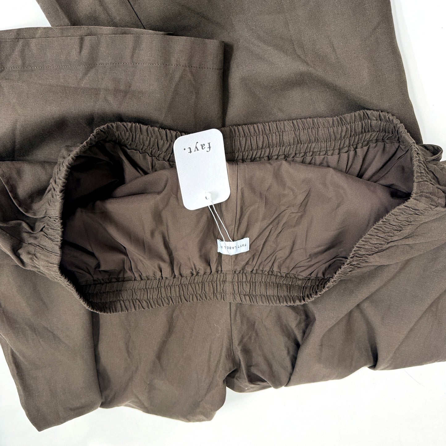 Fayt The Label Womens Loose Pants Chocolate Brown Elastic Waist Size 22 NEW