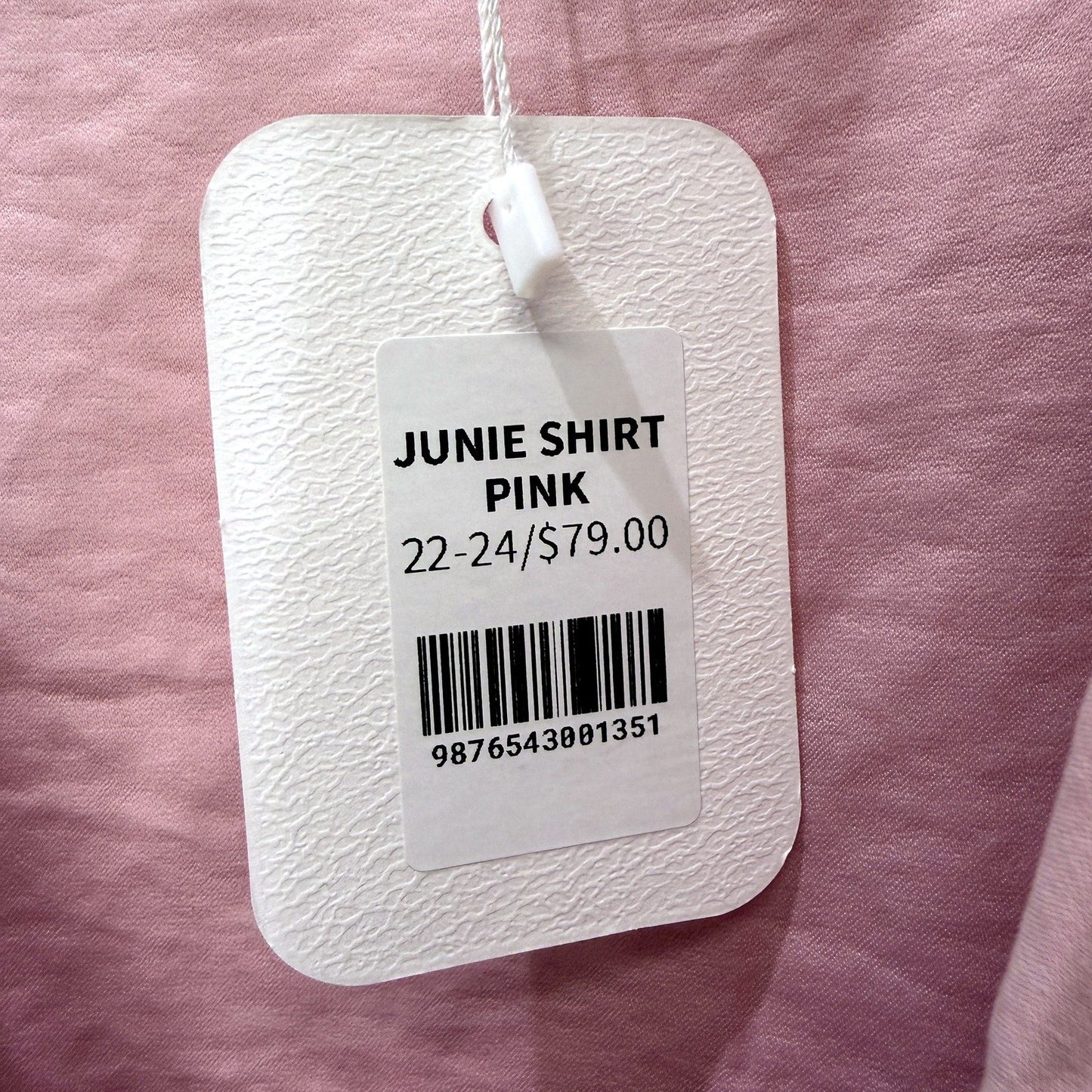 Fayt The Label Womens Junie Tie-Up Loose Fit Pink Pullover Shirt Size 22-24 NEW