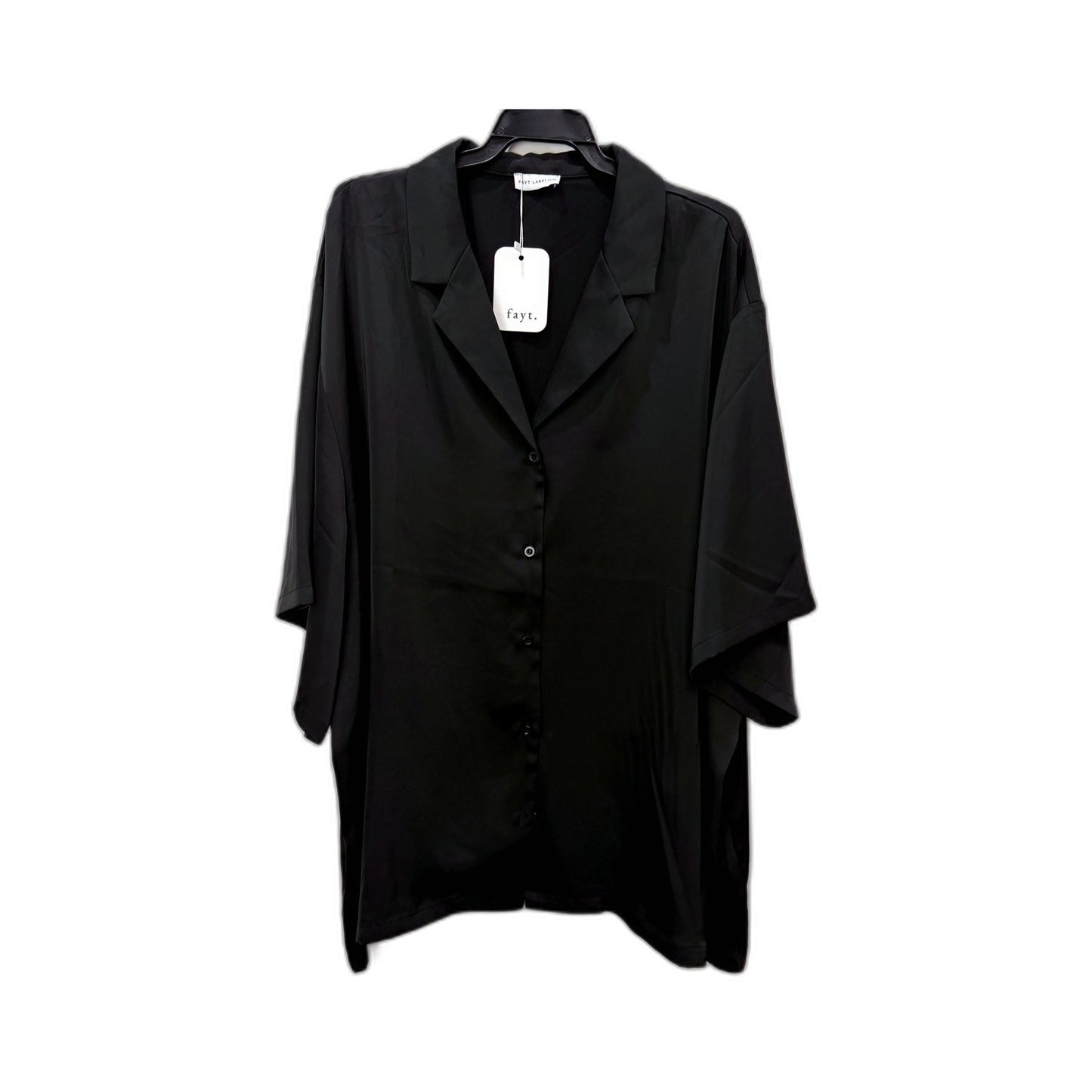 Fayt The Label Womens Loose Fit Noa Shirt in Black Plus Size 22-24 NEW