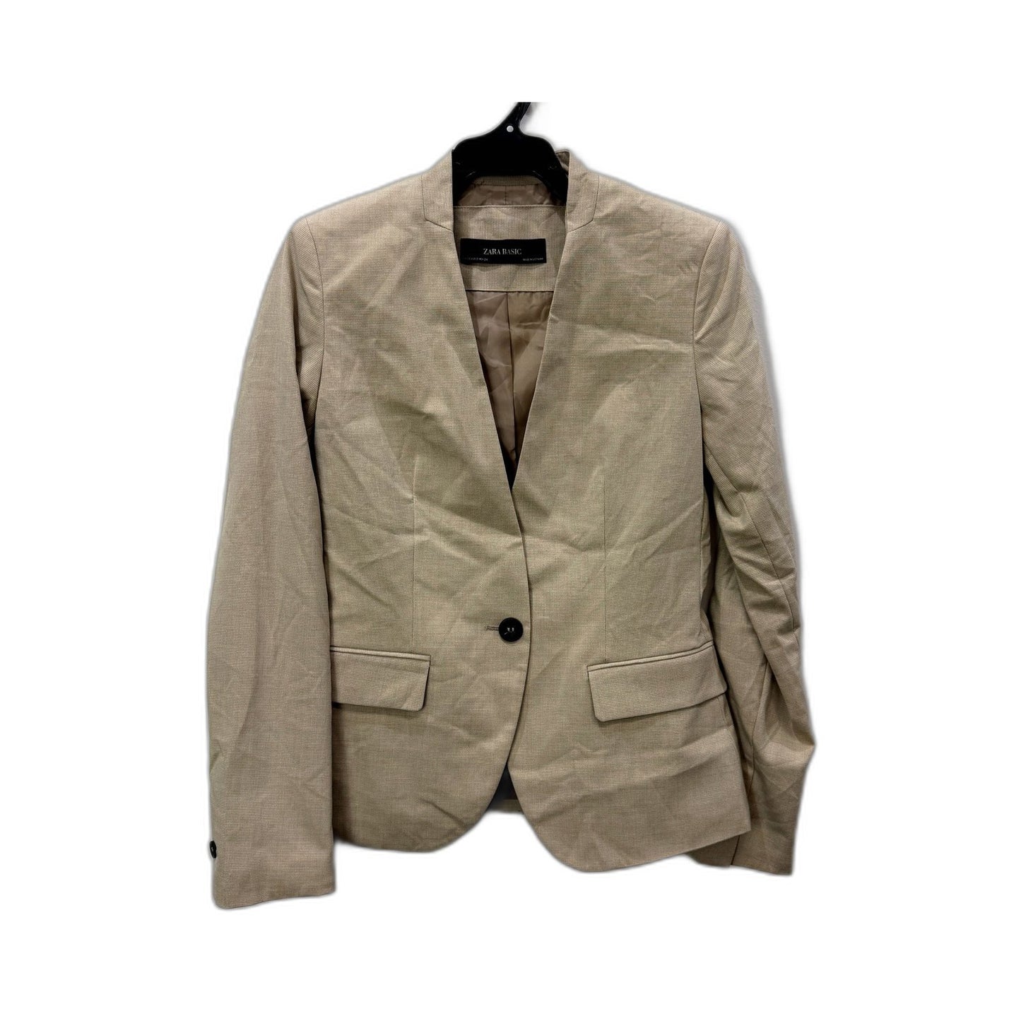 Zara Womens Beige Lightweight Blazer Polyester Viscose Elastane Size 6 NEW