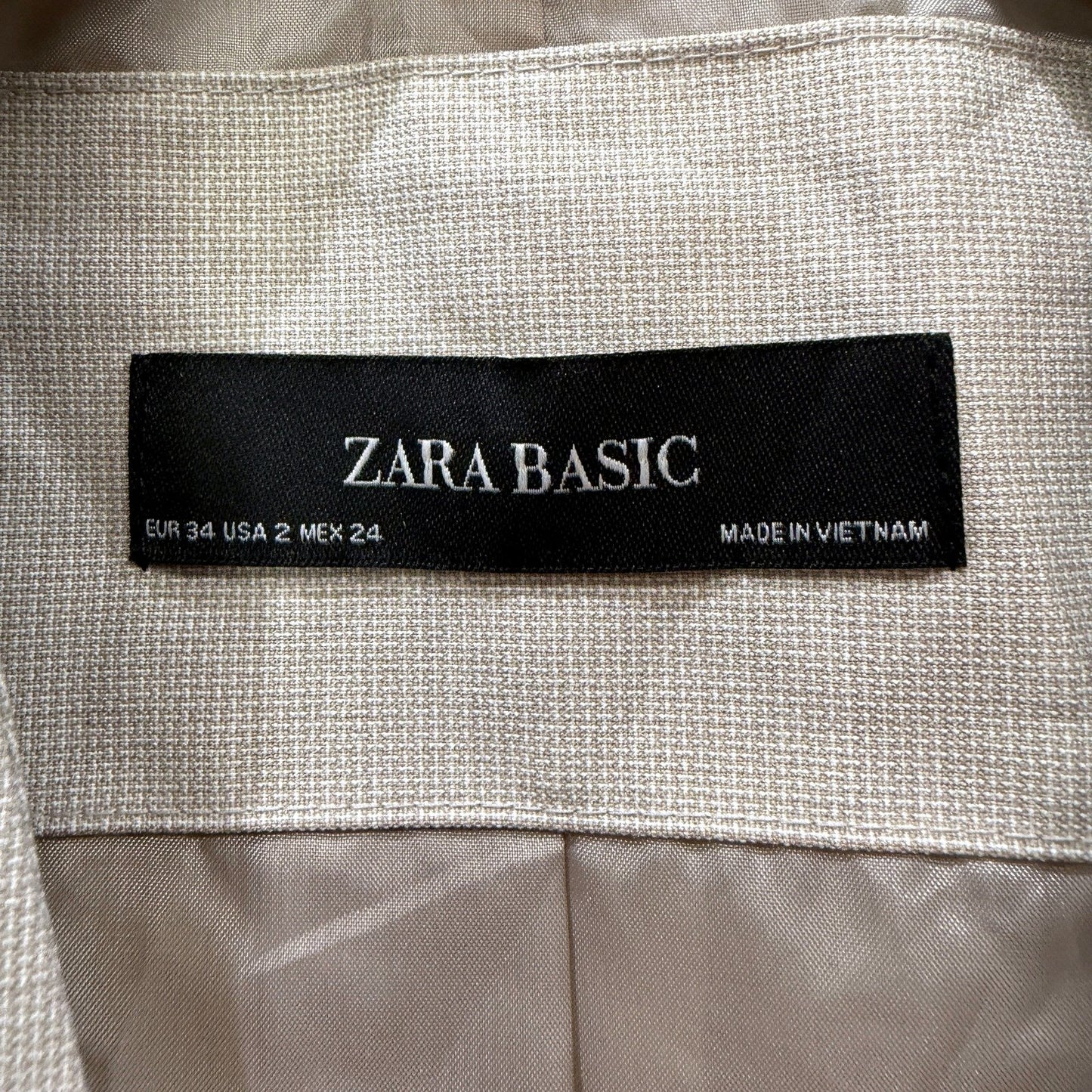 Zara Womens Beige Lightweight Blazer Polyester Viscose Elastane Size 6 NEW