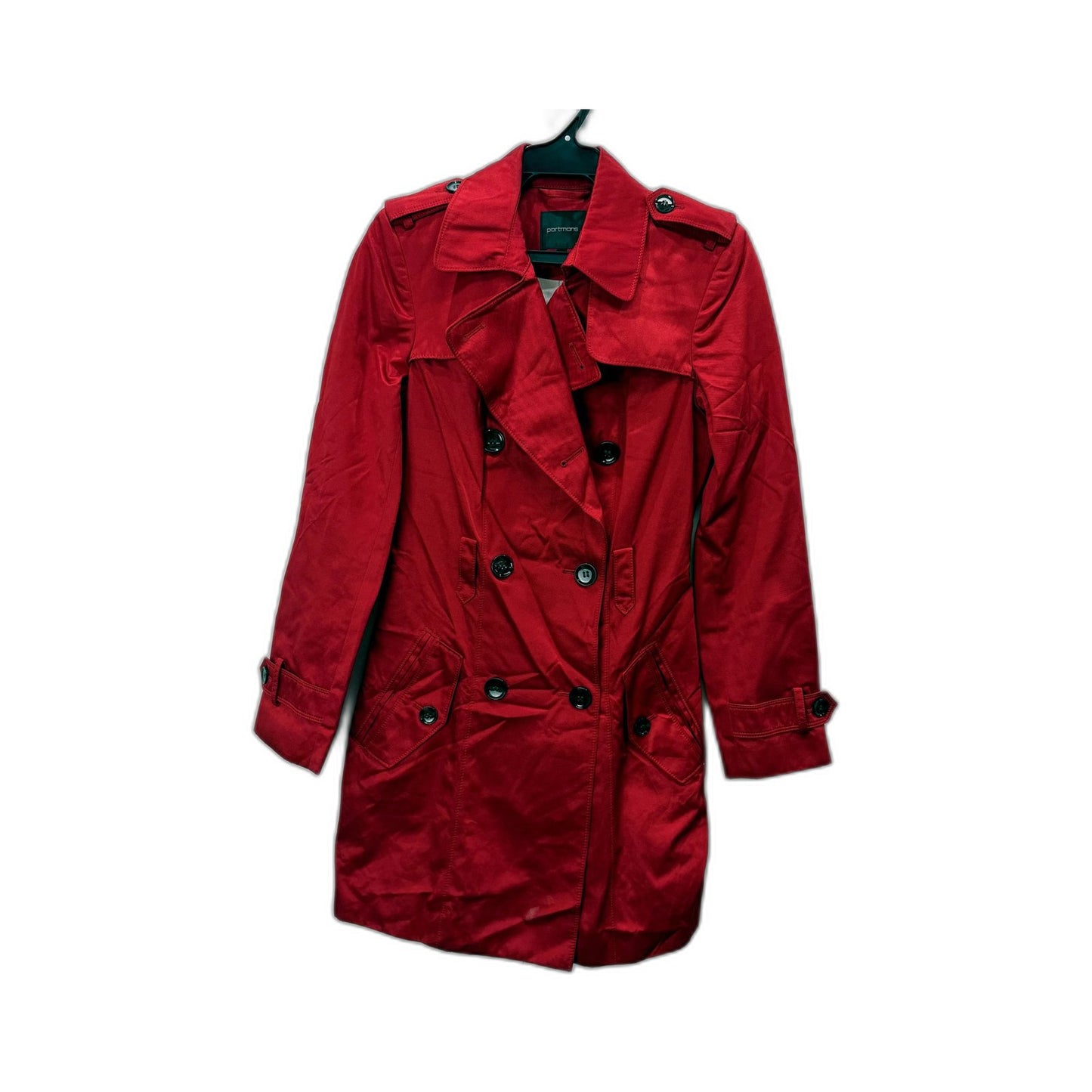 Portmans Womens Belted Trench Coat Red Classic Stylish Outerwear Size 6