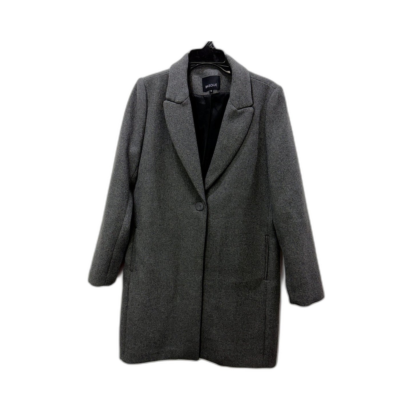 Basque Womens Gray Wool Blend Coat - Warm Outerwear Size 12 NEW