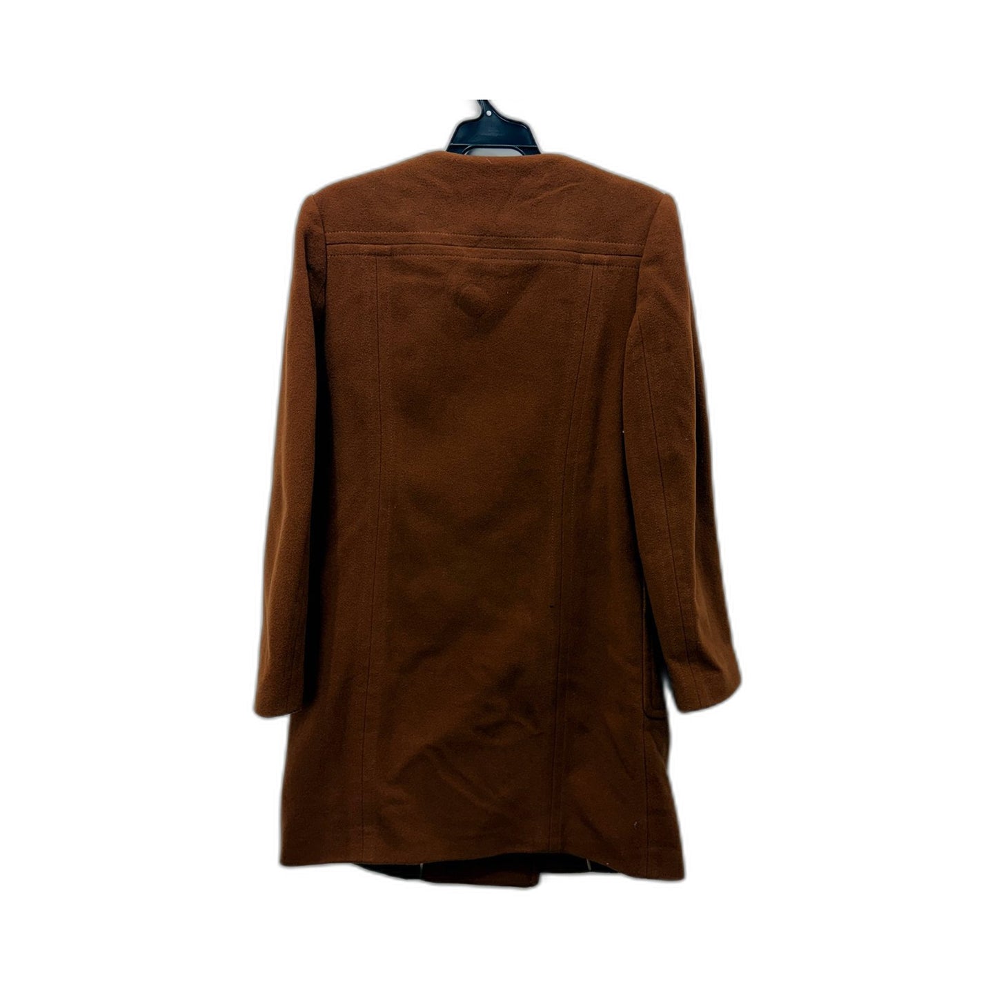 M&S Womens Double Breasted Brown Wool Coat - Size 8