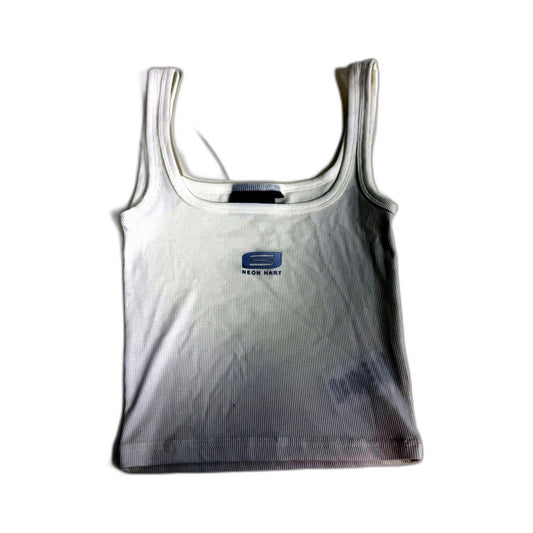 Neon Hart Womens Ribbed Tank Top Casual Athletic White Shirt Size Small NEW