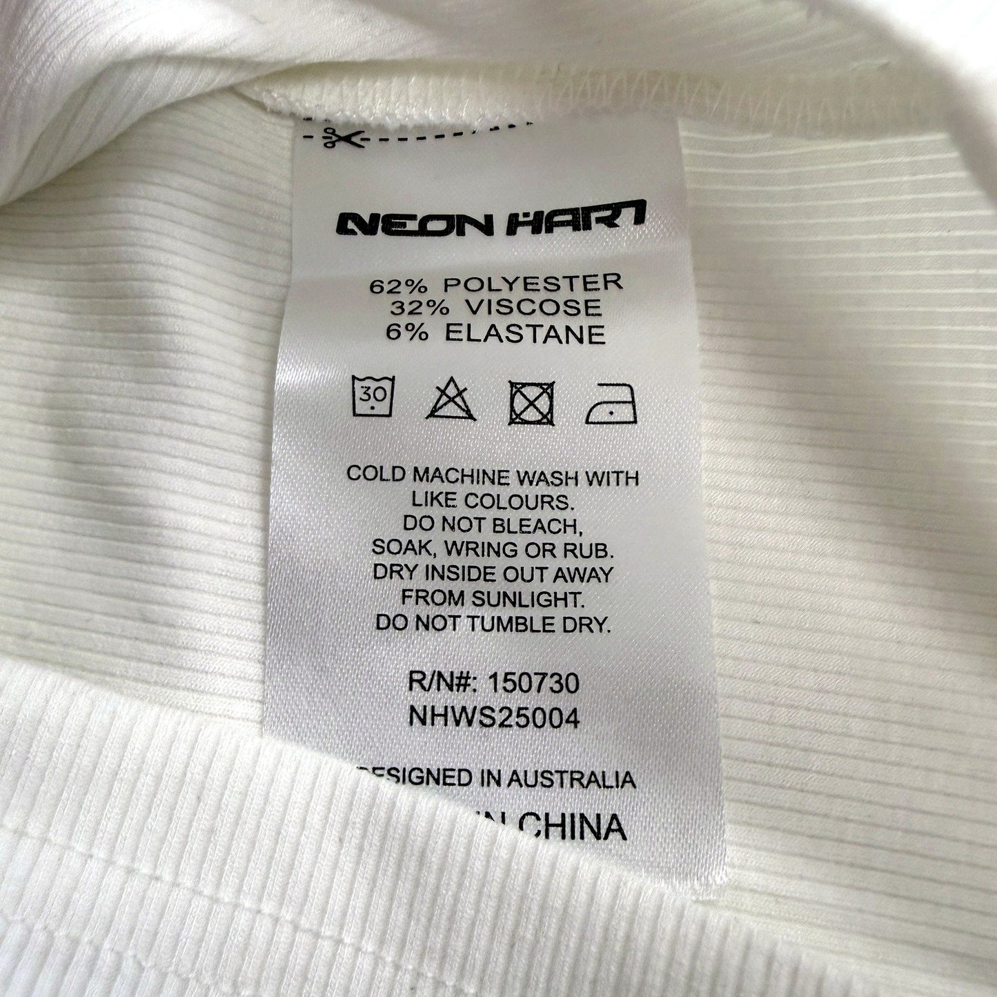 Neon Hart Womens Ribbed Tank Top Casual Athletic White Shirt Size Small NEW