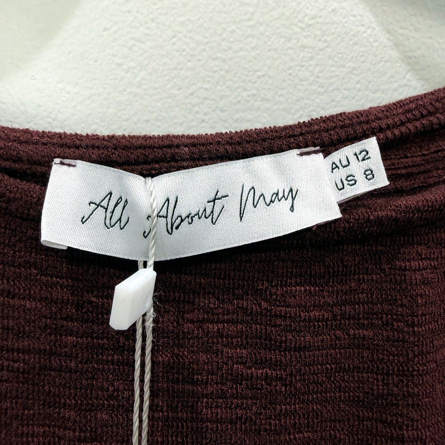 All About May Womens Shelly Mini Dress with Ruffle Hem in Wine Size 12 NEW
