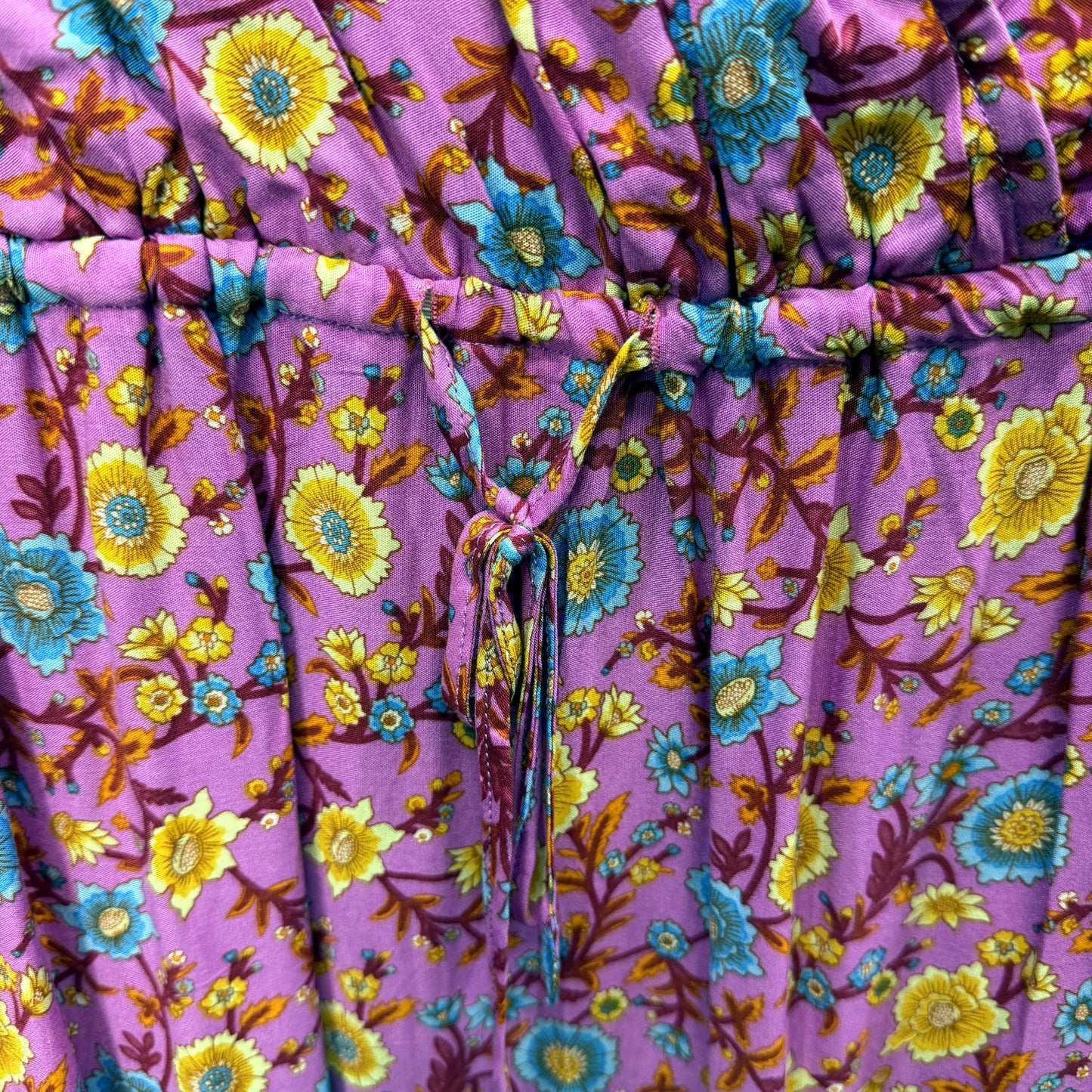 You + All Womens Boho Maxi Dress Floral Tiered Puff Sleeve Multi Color Size NEW