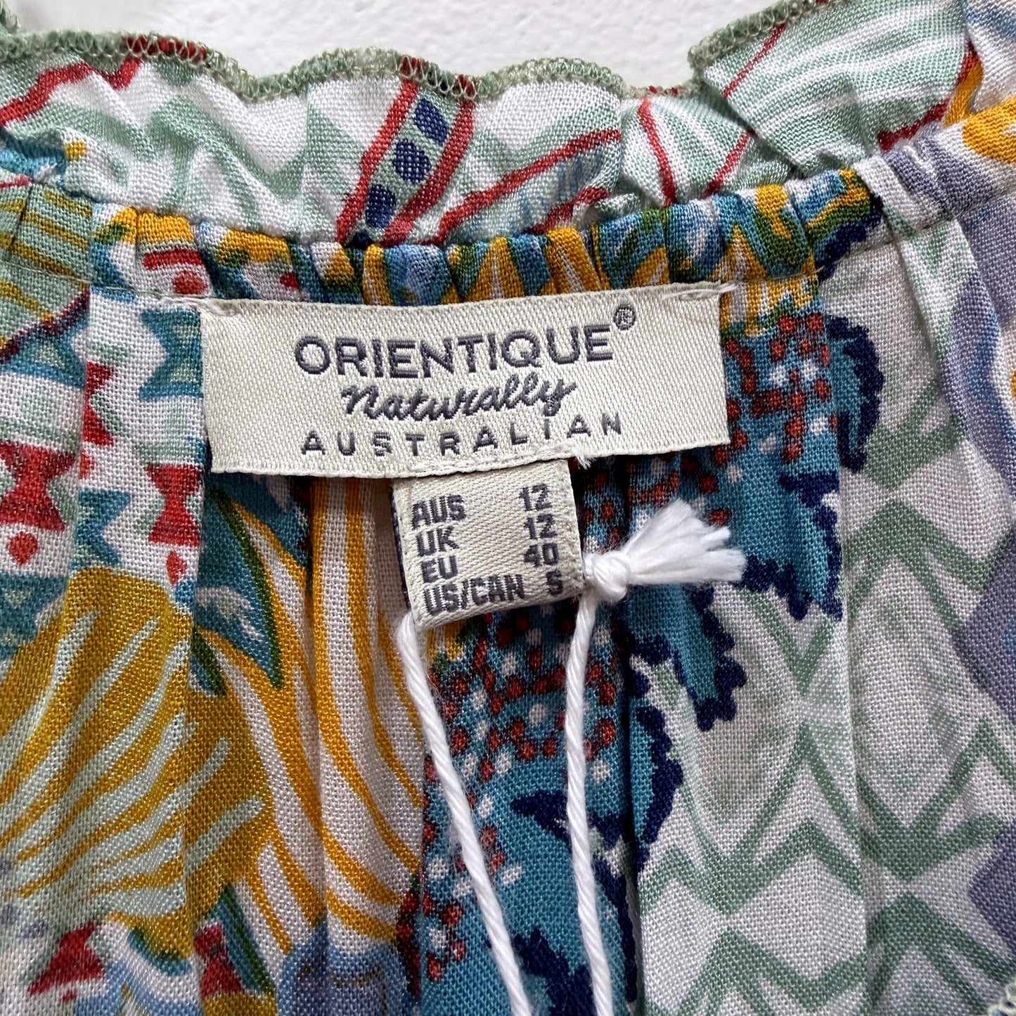 Orientique Womens Boho Midi Dress with Multi-Color Print, Size 12 NEW
