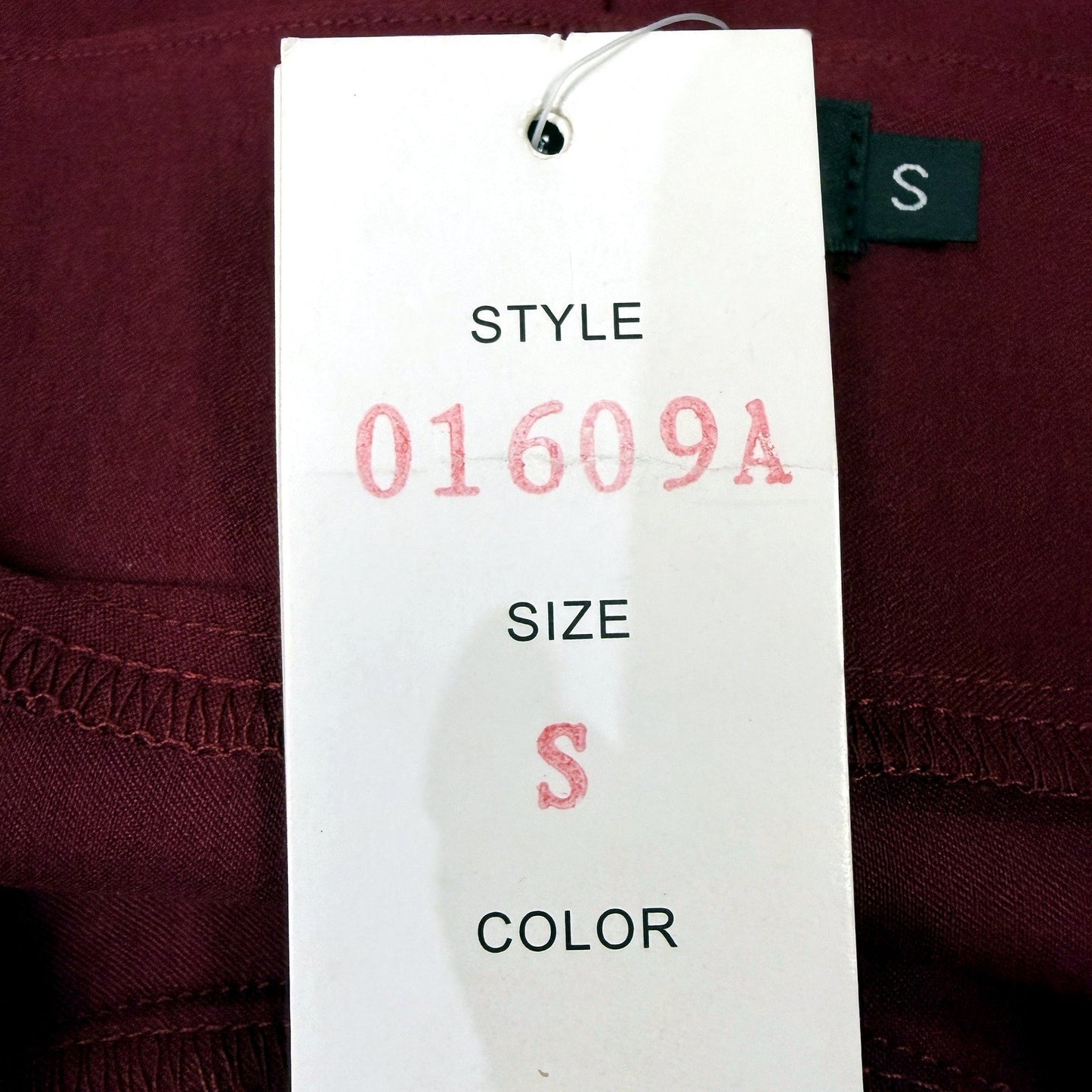 Lilia Womens Floral Embroidered Elastic Waist Burgundy Pants Size S NEW