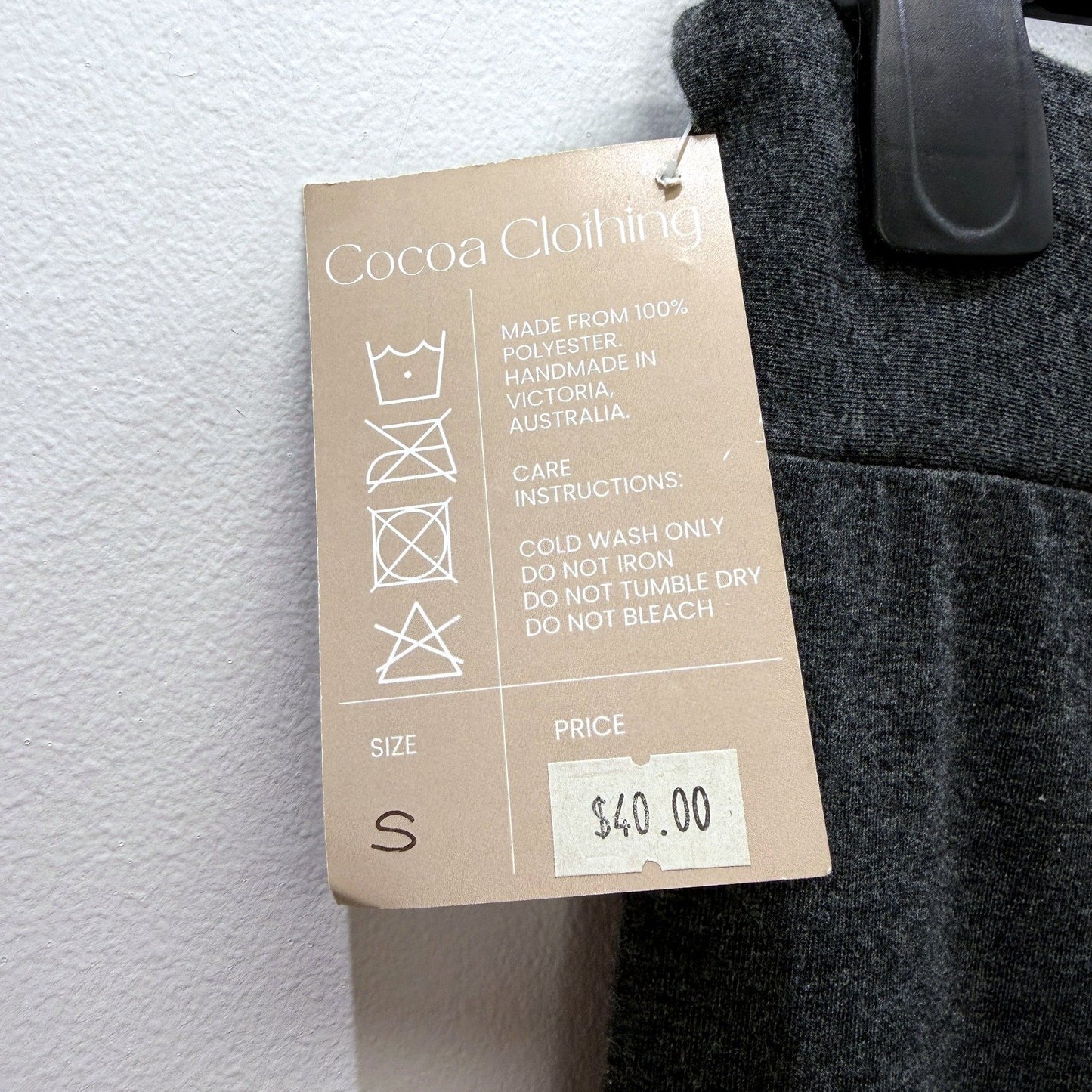 Cocoa Clothing Womens Flared Leggings Comfortable Casual Dark Grey Size S NEW