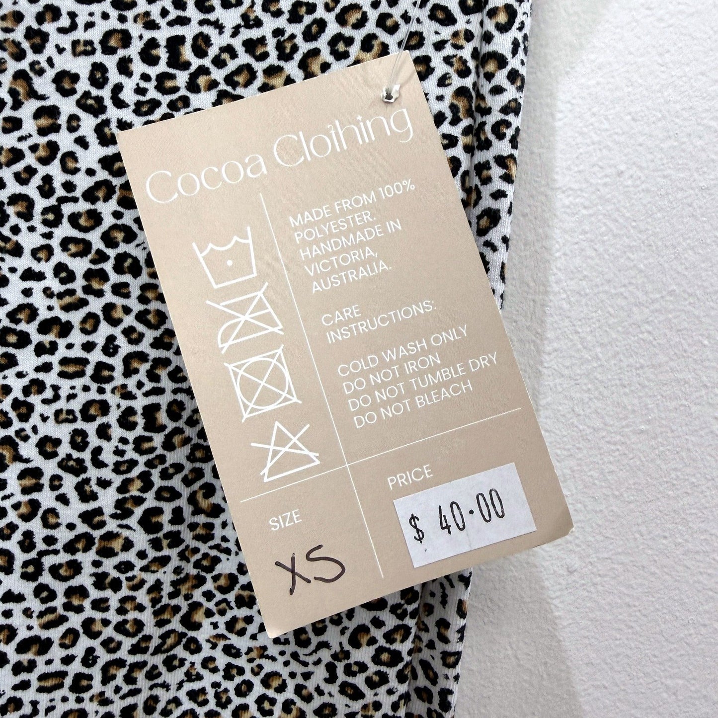 Cocoa Clothing Womens Flared Leggings Black and White Leopard Print Size XS NEW