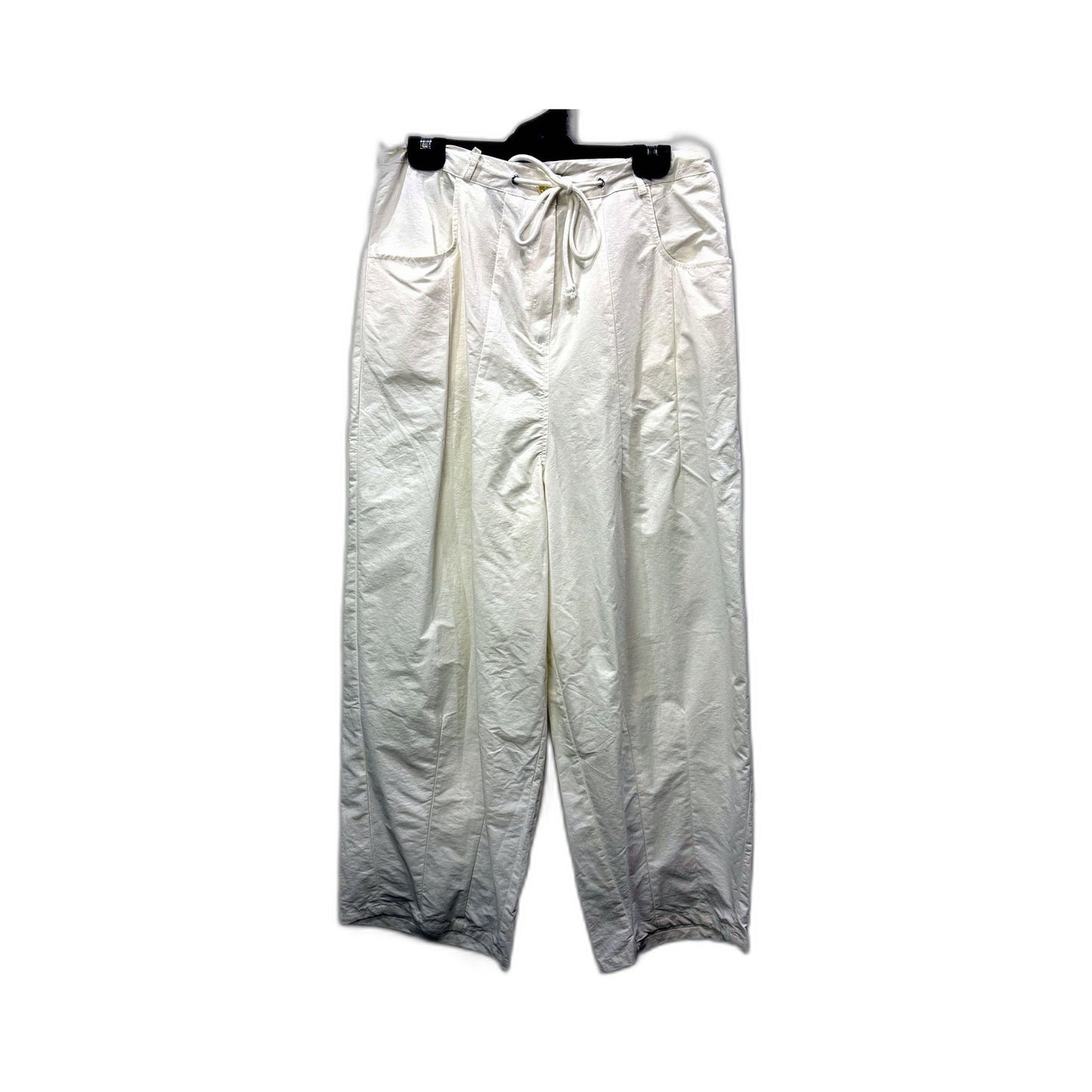 Lioness Womens White Cotton Cargo Pants with Drawstring Small NEW