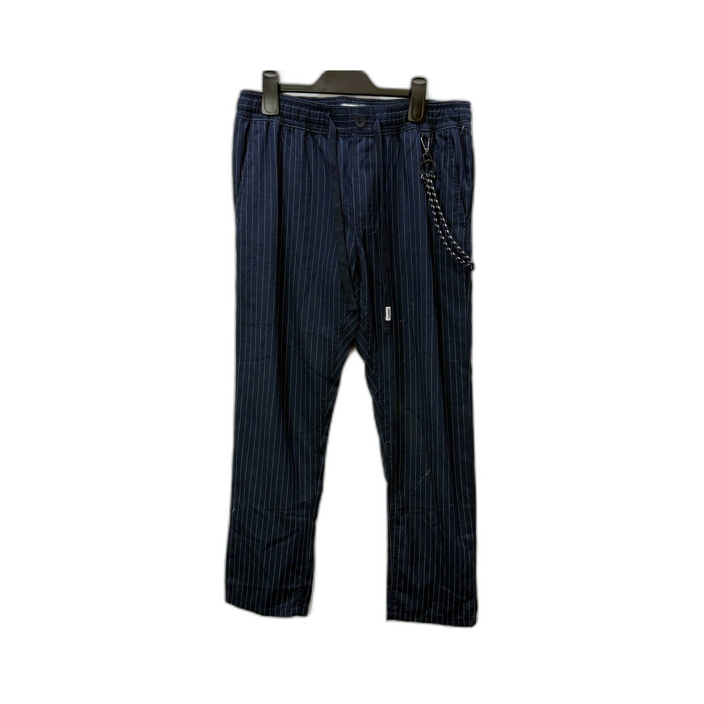 Tommy Jeans Mens Navy Blue Pinstriped Cotton Pants, Size M