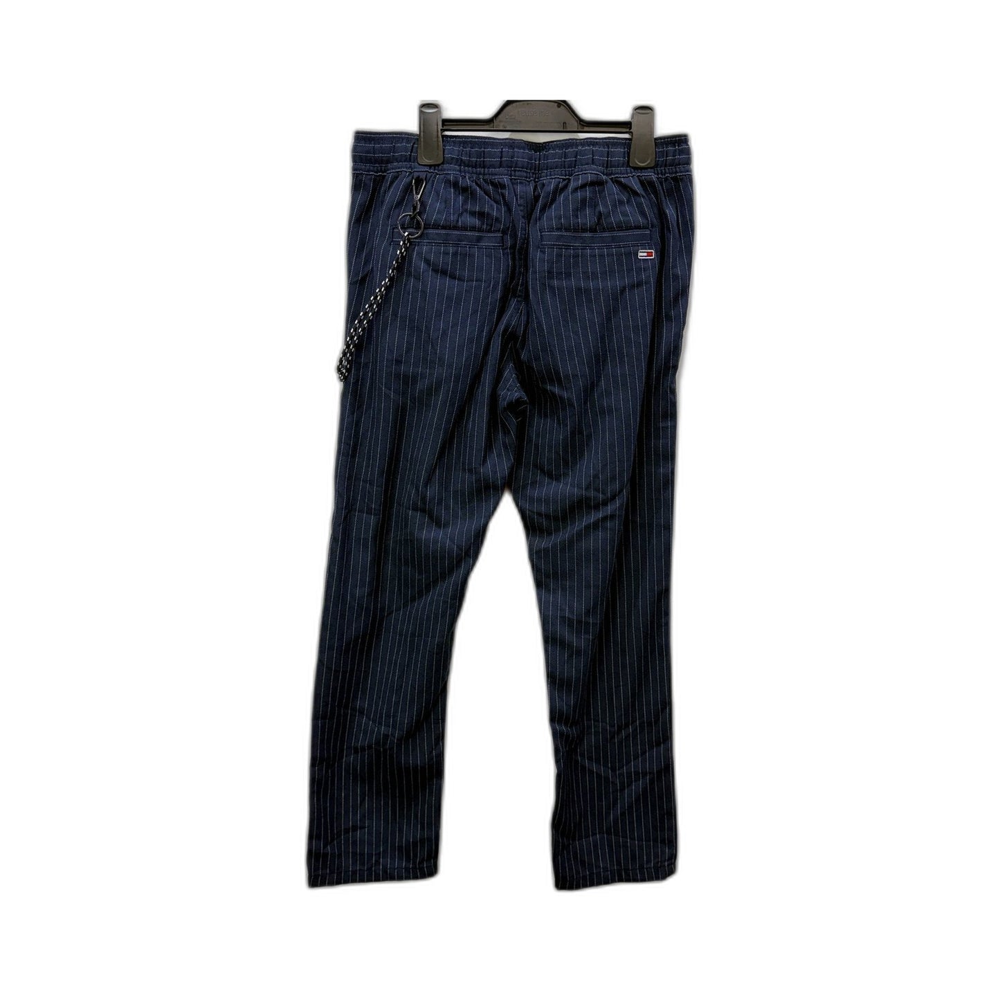 Tommy Jeans Mens Navy Blue Pinstriped Cotton Pants, Size M