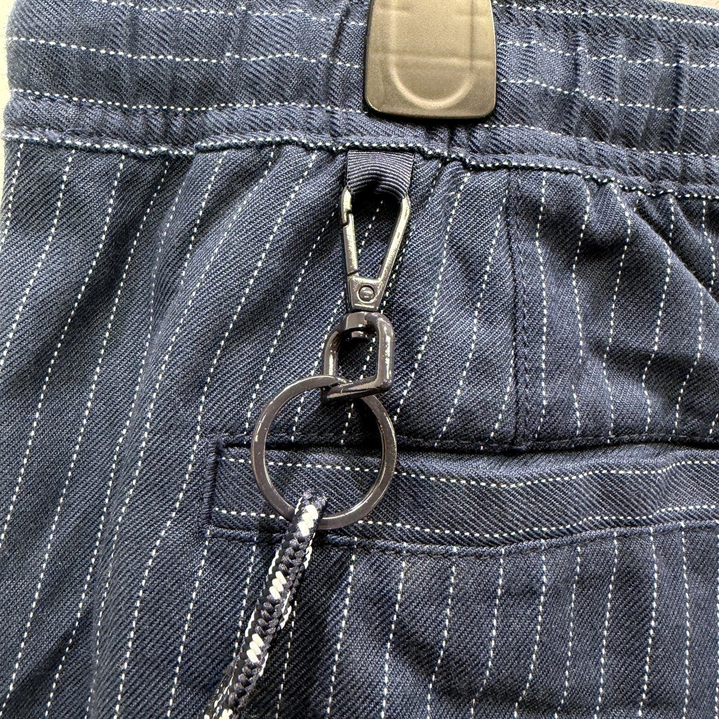 Tommy Jeans Mens Navy Blue Pinstriped Cotton Pants, Size M