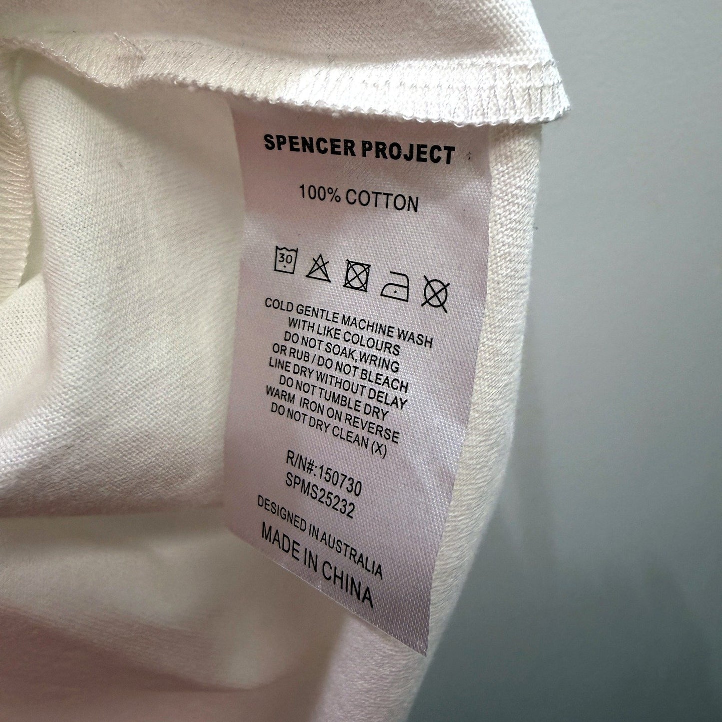 Spencer Project Mens White Cotton T-Shirt with Strawberry Print Size L NEW