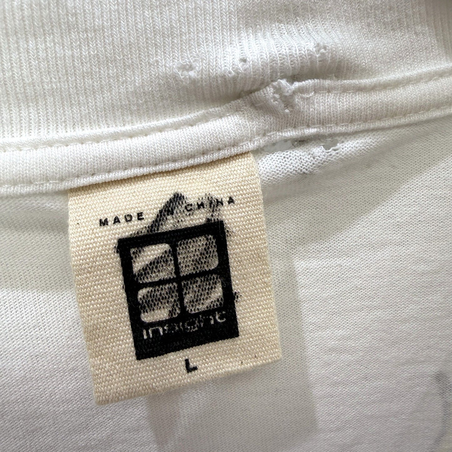 Insight Mens Graphic T-Shirt with Flame Design, White Cotton Tee, Size L NEW