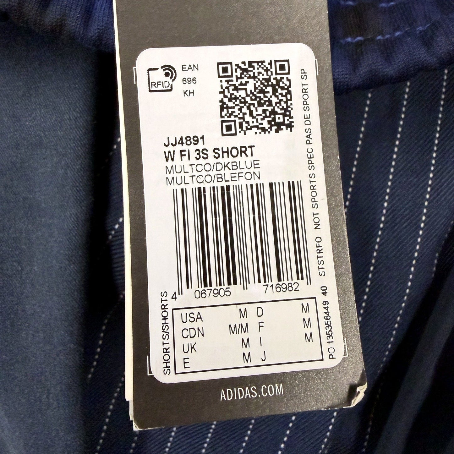 adidas Womens Wide Fit Lifestyle Shorts in Blue/Black, Medium Size NEW