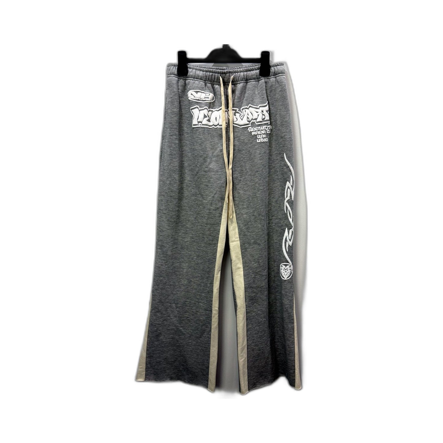 Neon Hart Womens Fleece Flared Joggers Gray Drawstring Pockets Size Small NEW