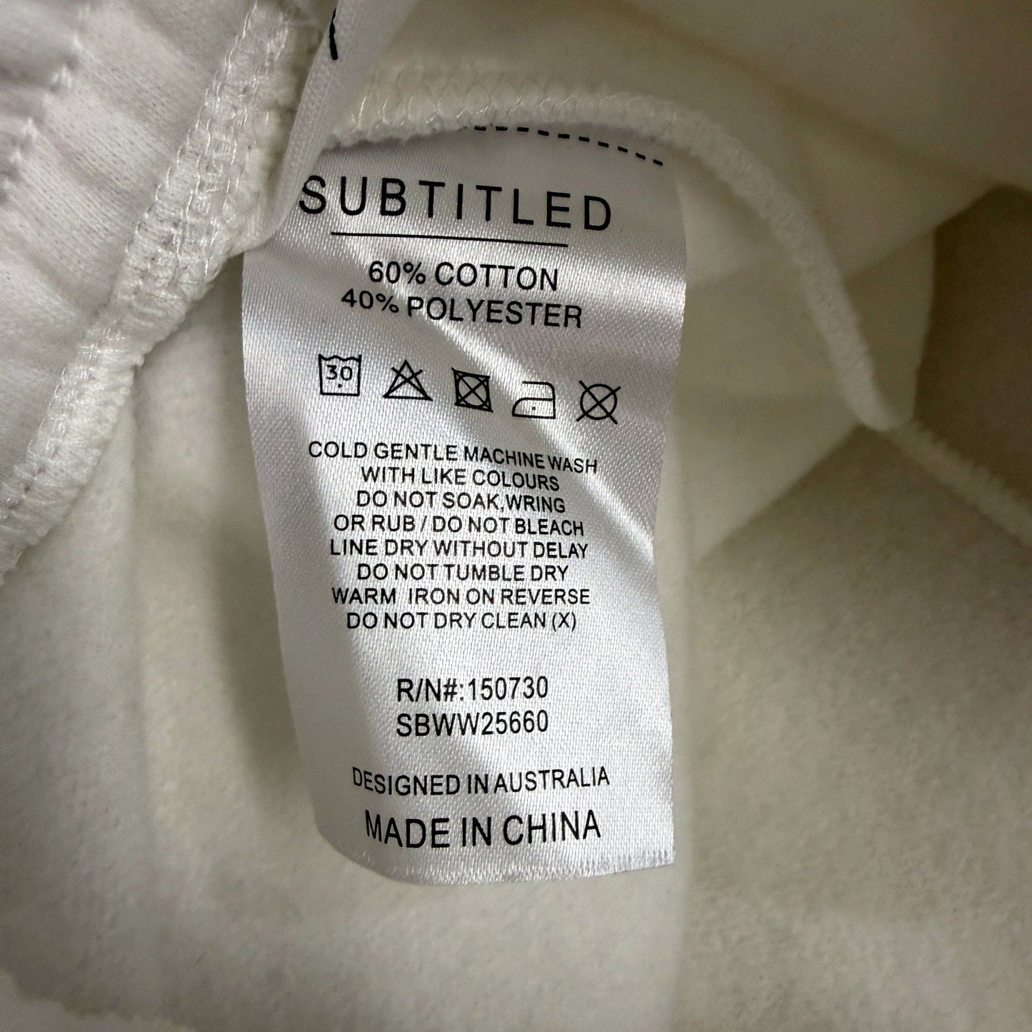 Subtitled Womens Wide Legged Fleece Joggers White Comfortable Athletic NEW