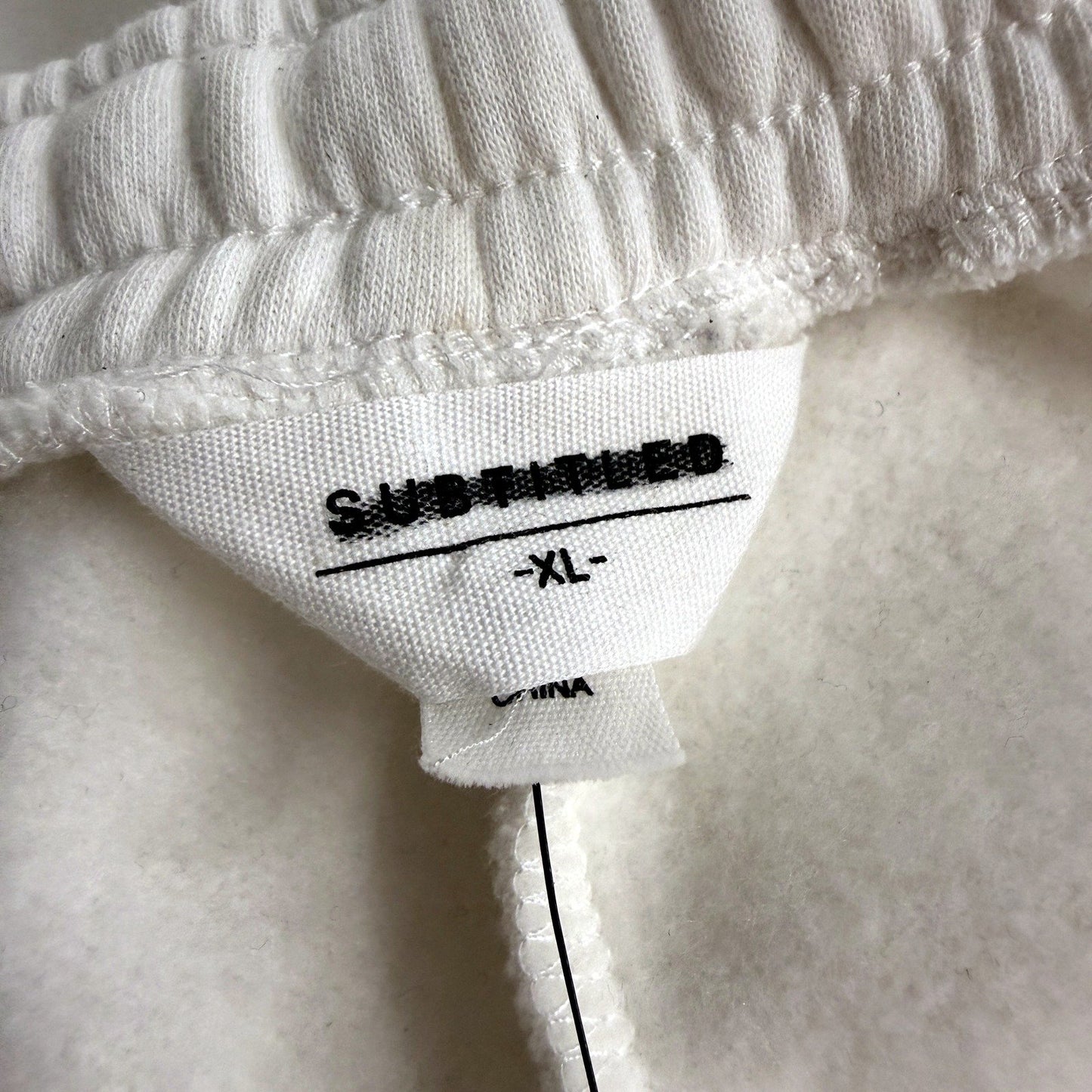 Subtitled Womens Wide Legged Fleece Joggers White Comfortable Athletic NEW
