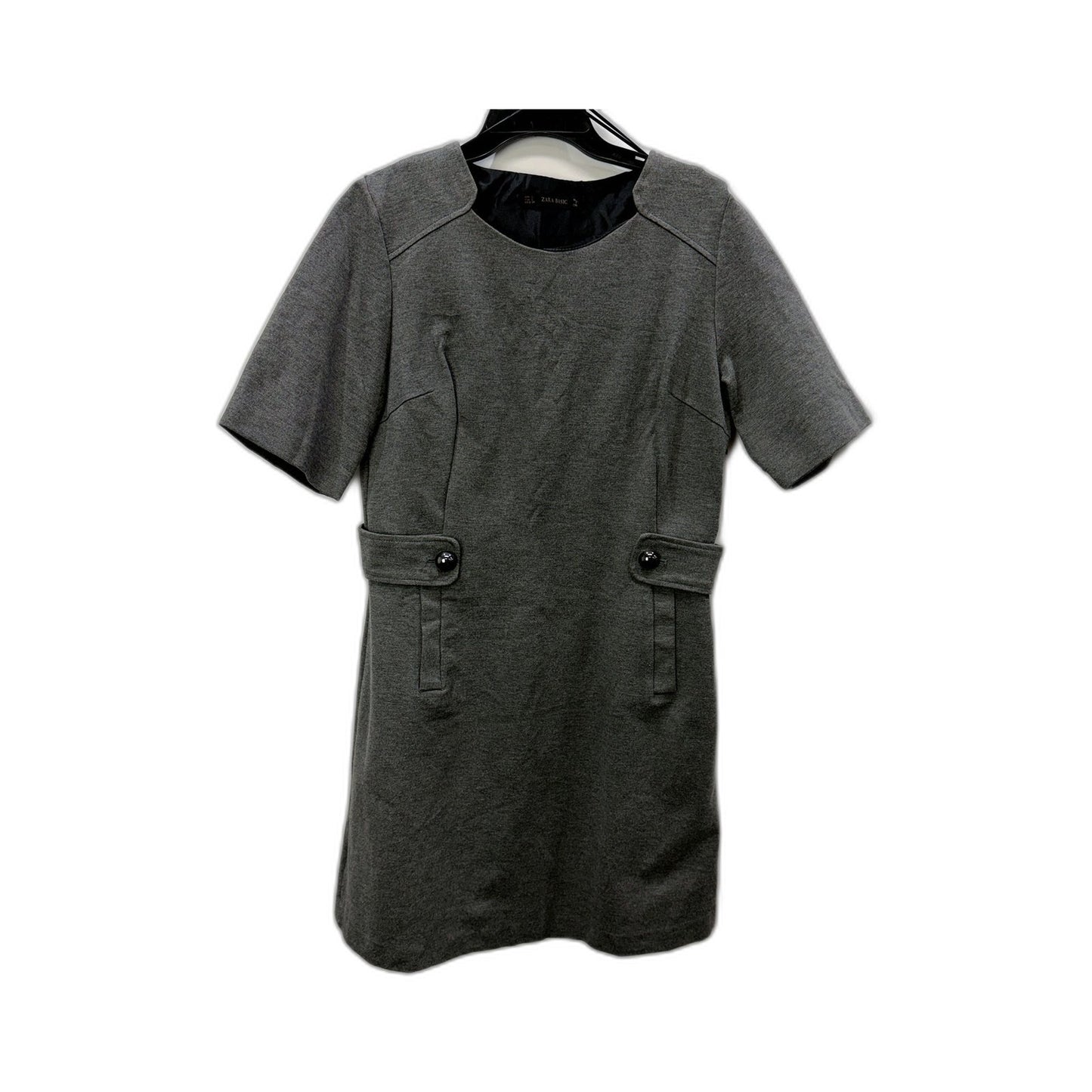 Zara Basic Womens Gray Casual Pullover Dress with Short Sleeves, Size L