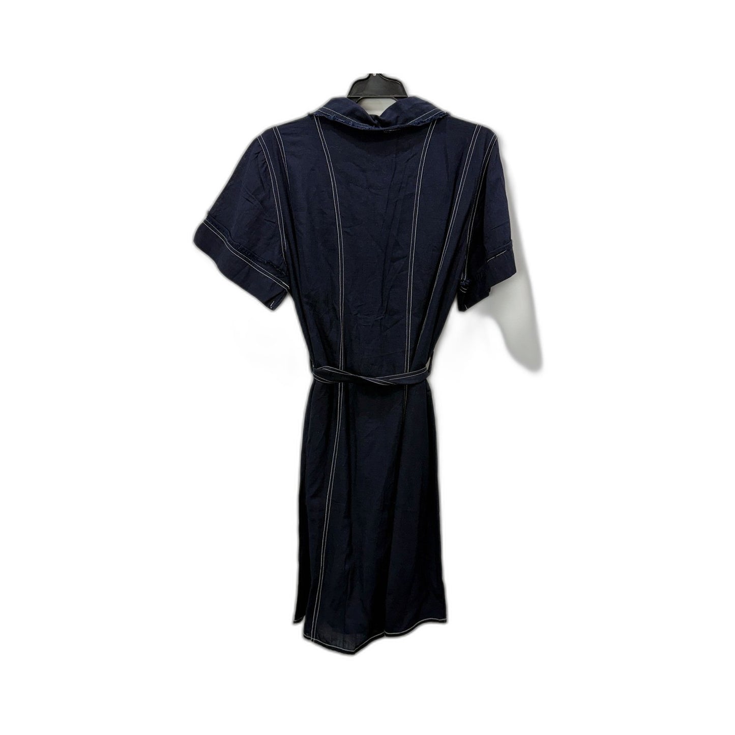 Orientique Womens Linen Button Dress in Navy - Casual Feminine Style Size 14 NEW