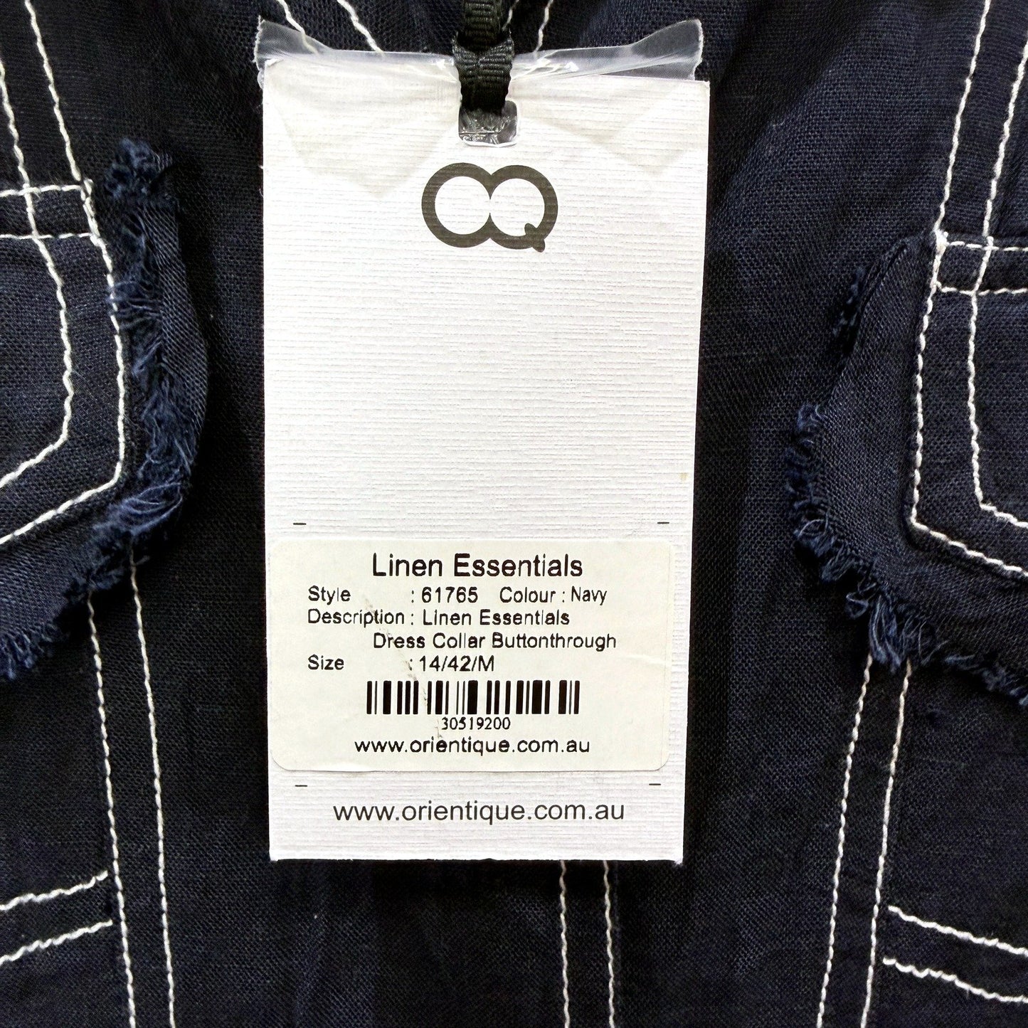 Orientique Womens Linen Button Dress in Navy - Casual Feminine Style Size 14 NEW