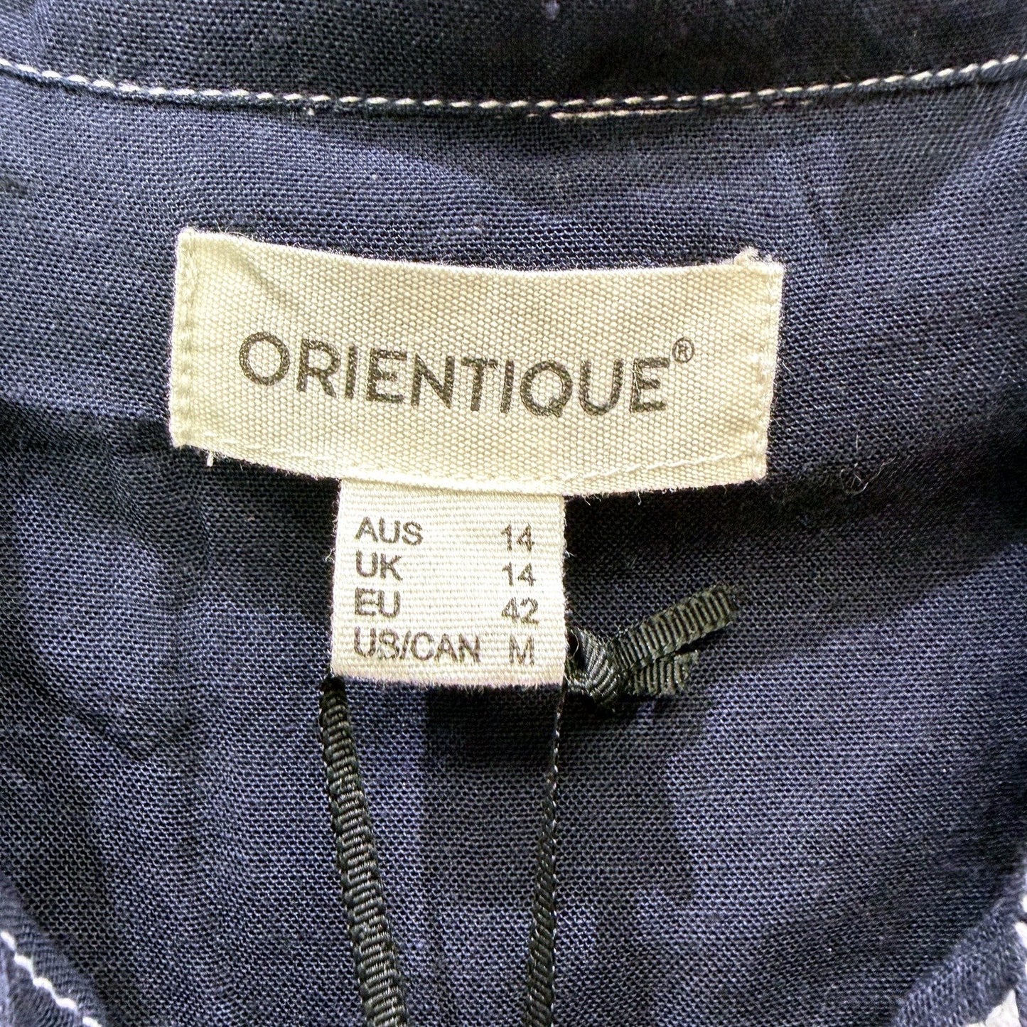 Orientique Womens Linen Button Dress in Navy - Casual Feminine Style Size 14 NEW