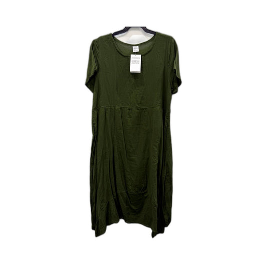 Kobomo Womens Pullover Dress Olive Green Loose Flowy Short Sleeve Size S/M NEW