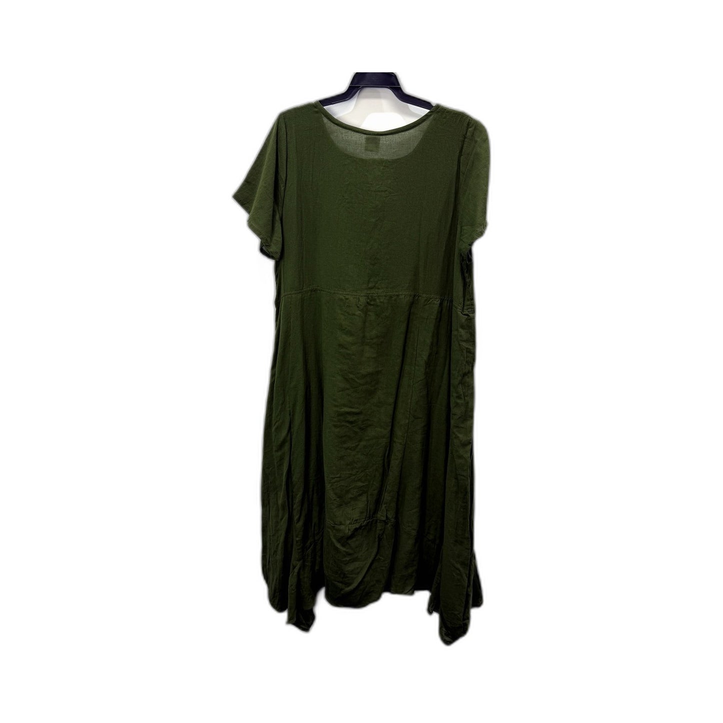 Kobomo Womens Pullover Dress Olive Green Loose Flowy Short Sleeve Size S/M NEW