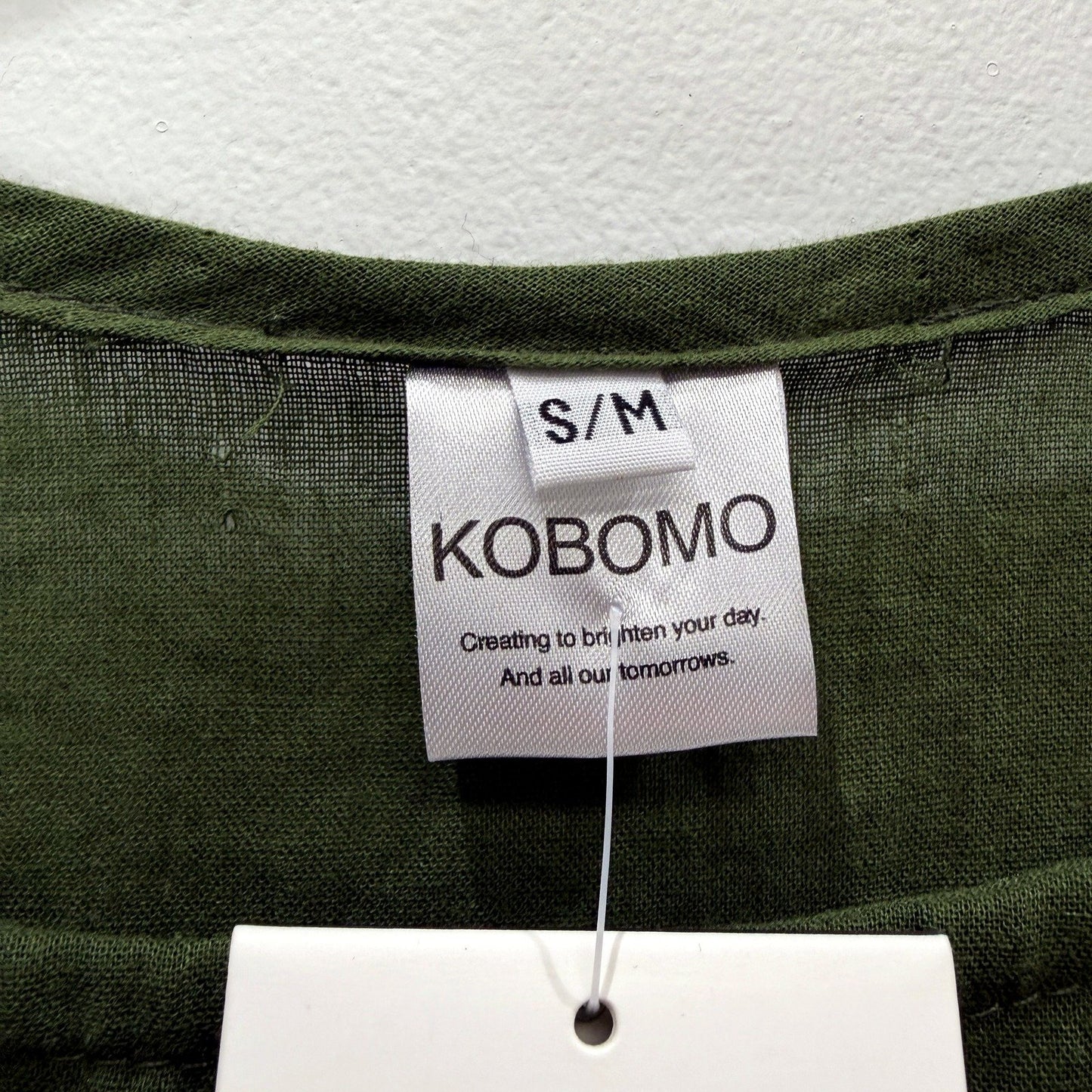 Kobomo Womens Pullover Dress Olive Green Loose Flowy Short Sleeve Size S/M NEW