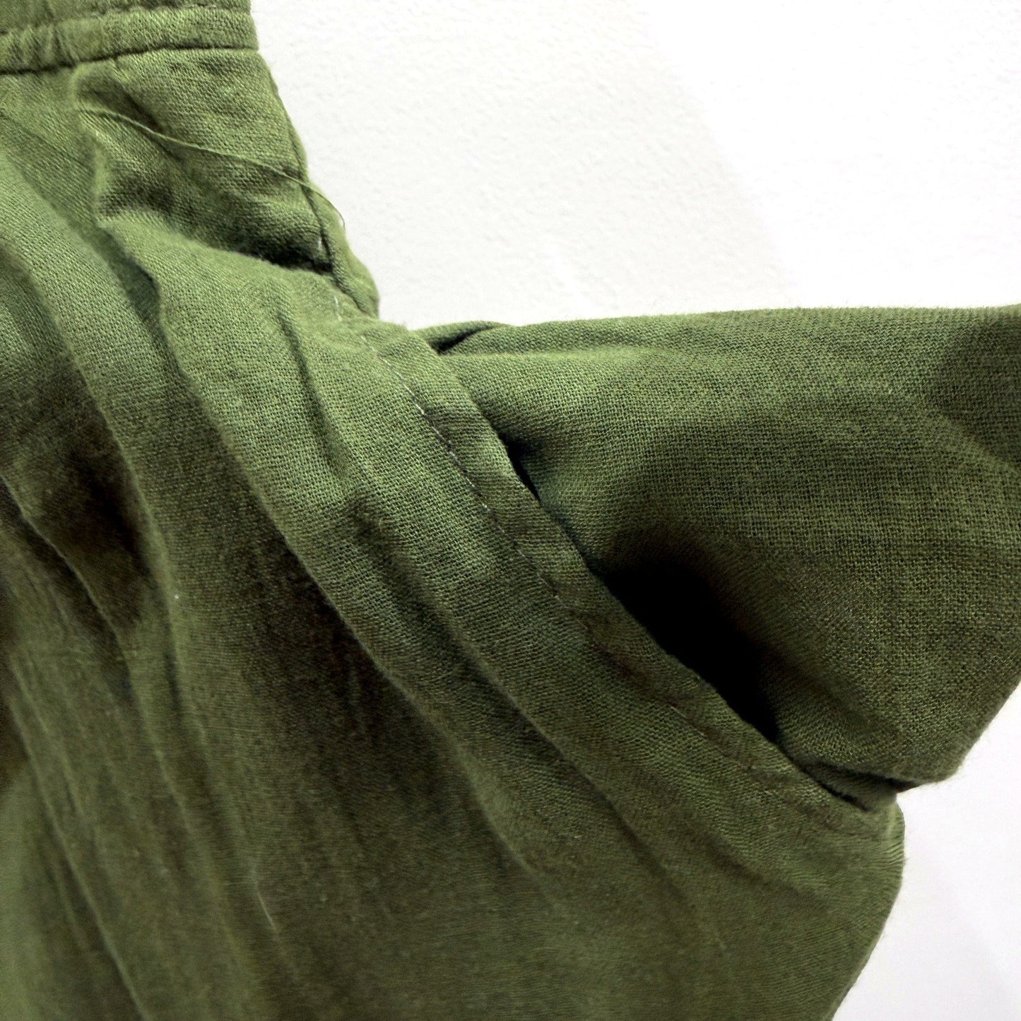 Kobomo Womens Pullover Dress Olive Green Loose Flowy Short Sleeve Size S/M NEW