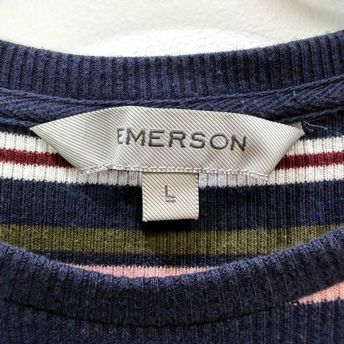 Emerson Womens Striped Knit T-Shirt Dress Multi Color Olive Size L