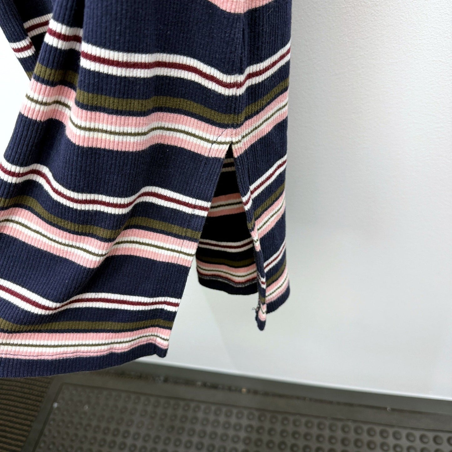 Emerson Womens Striped Knit T-Shirt Dress Multi Color Olive Size L